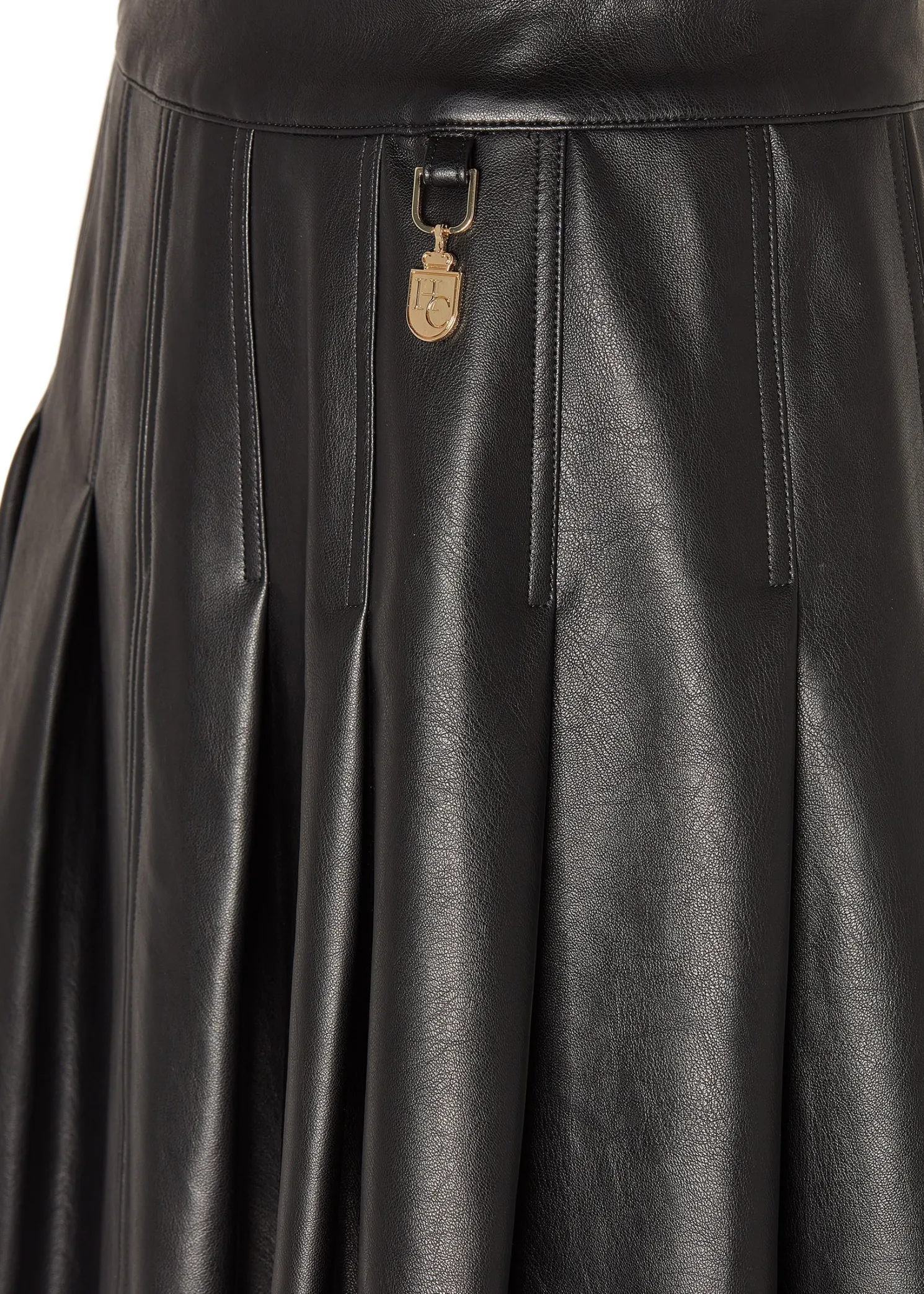 Faux Leather Pleated Mini Skirt (Black)