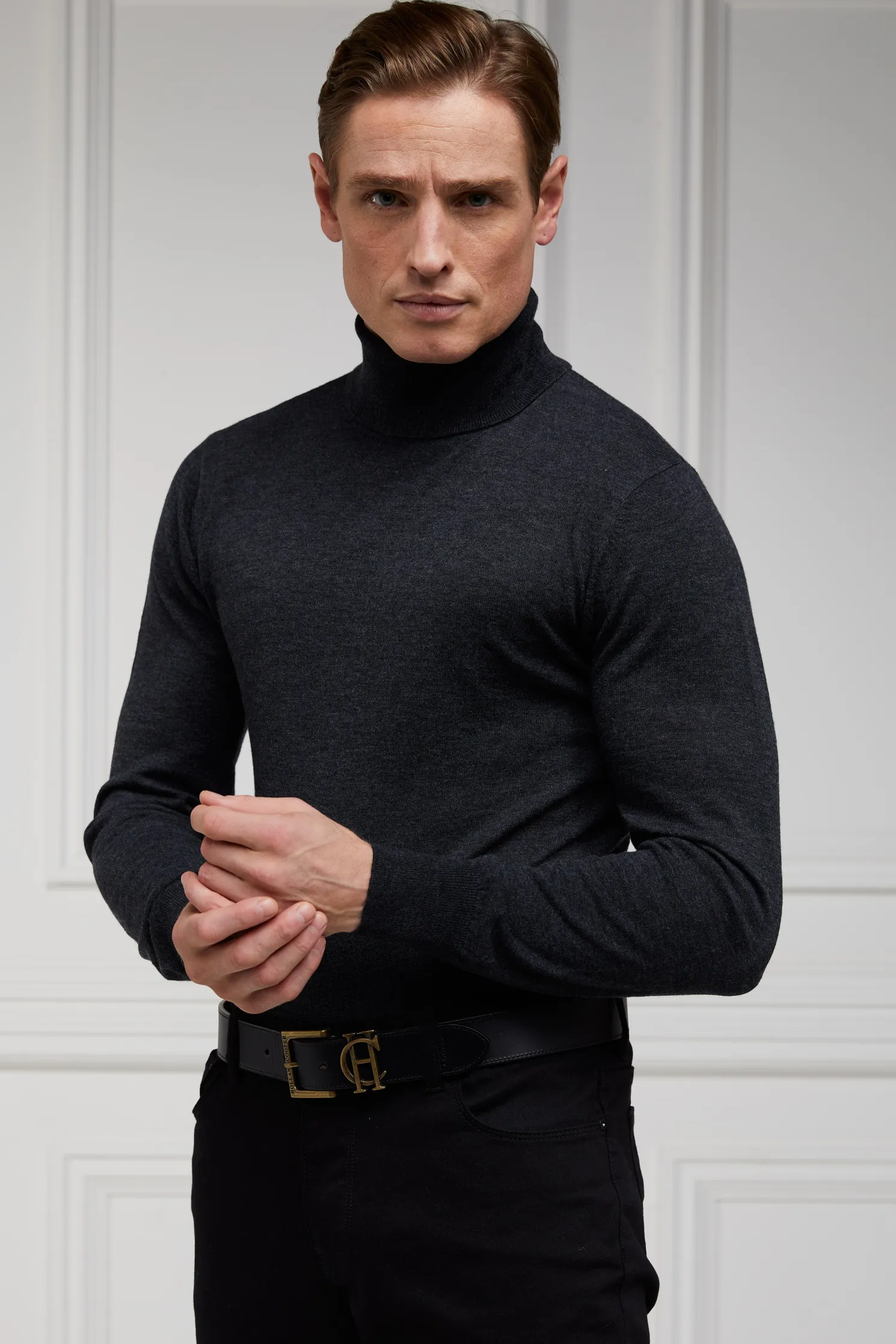 Fine Roll Neck Knit (Charcoal)