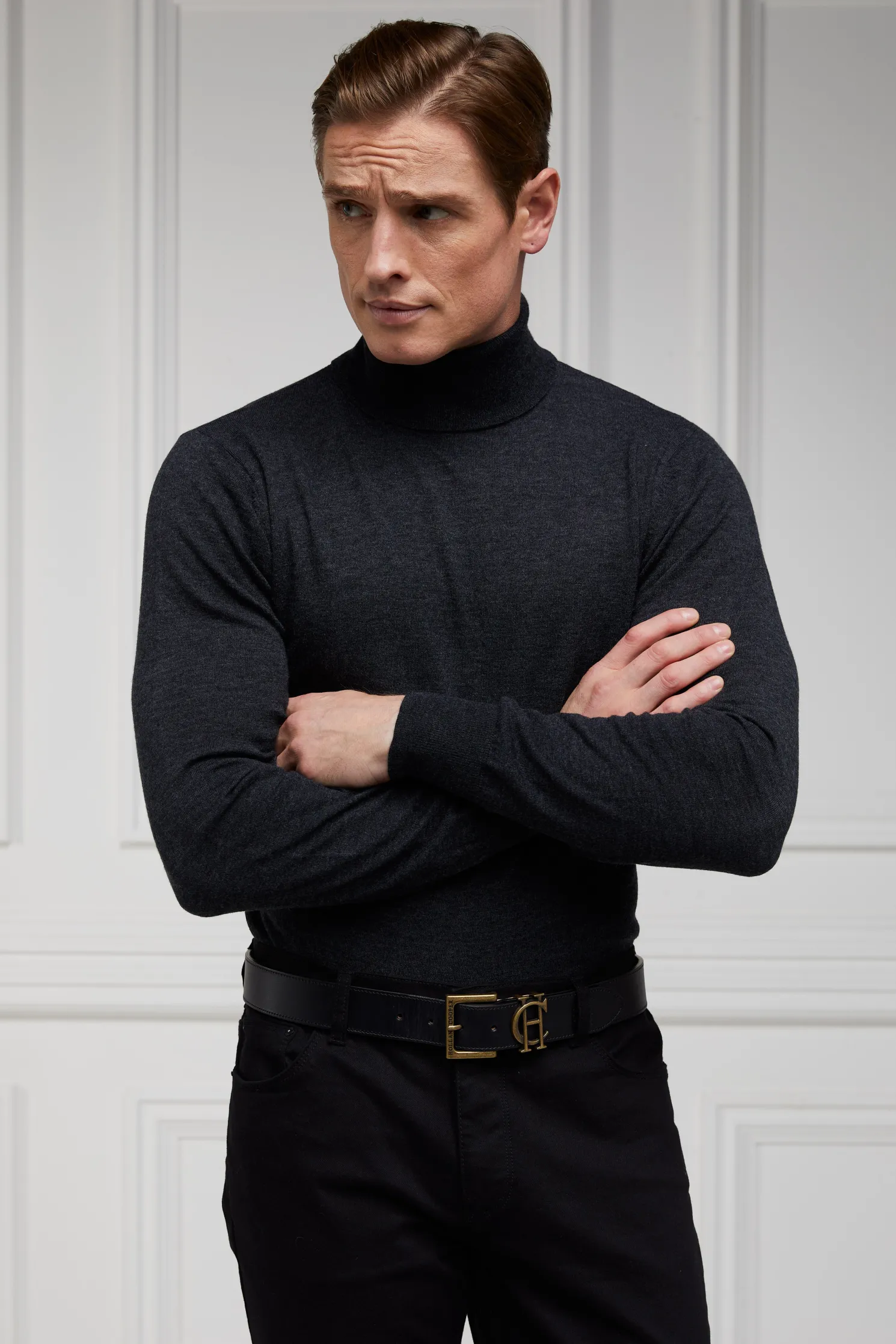 Fine Roll Neck Knit (Charcoal)