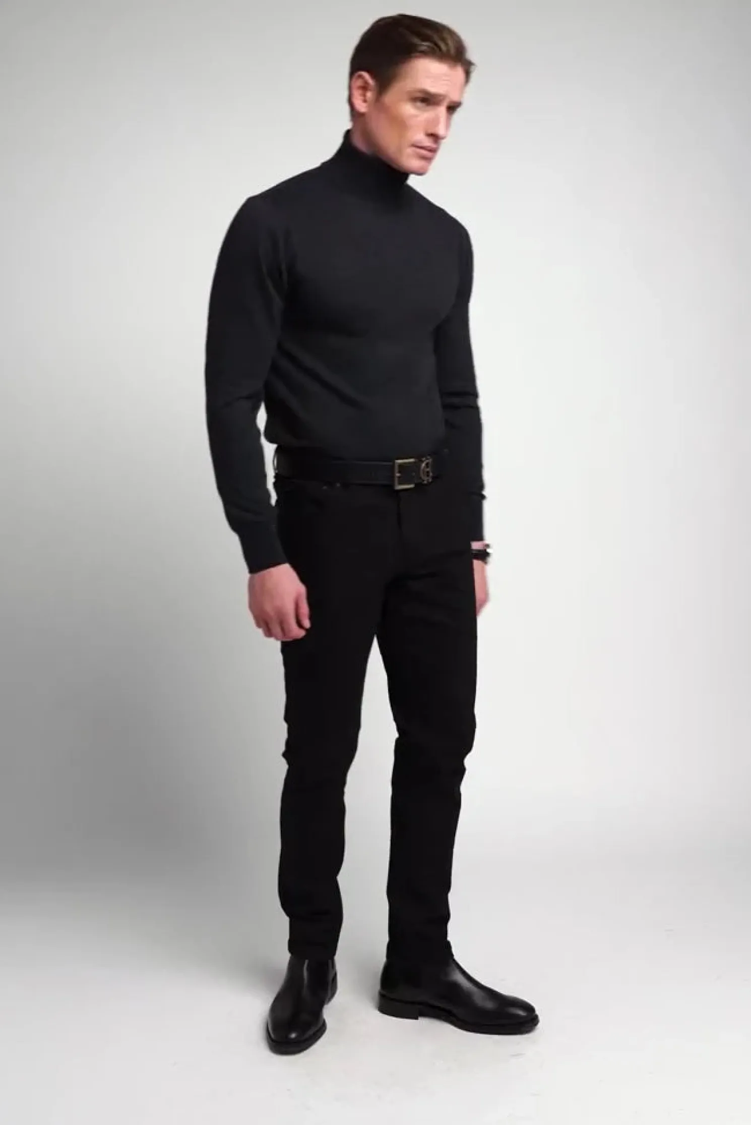 Fine Roll Neck Knit (Charcoal)