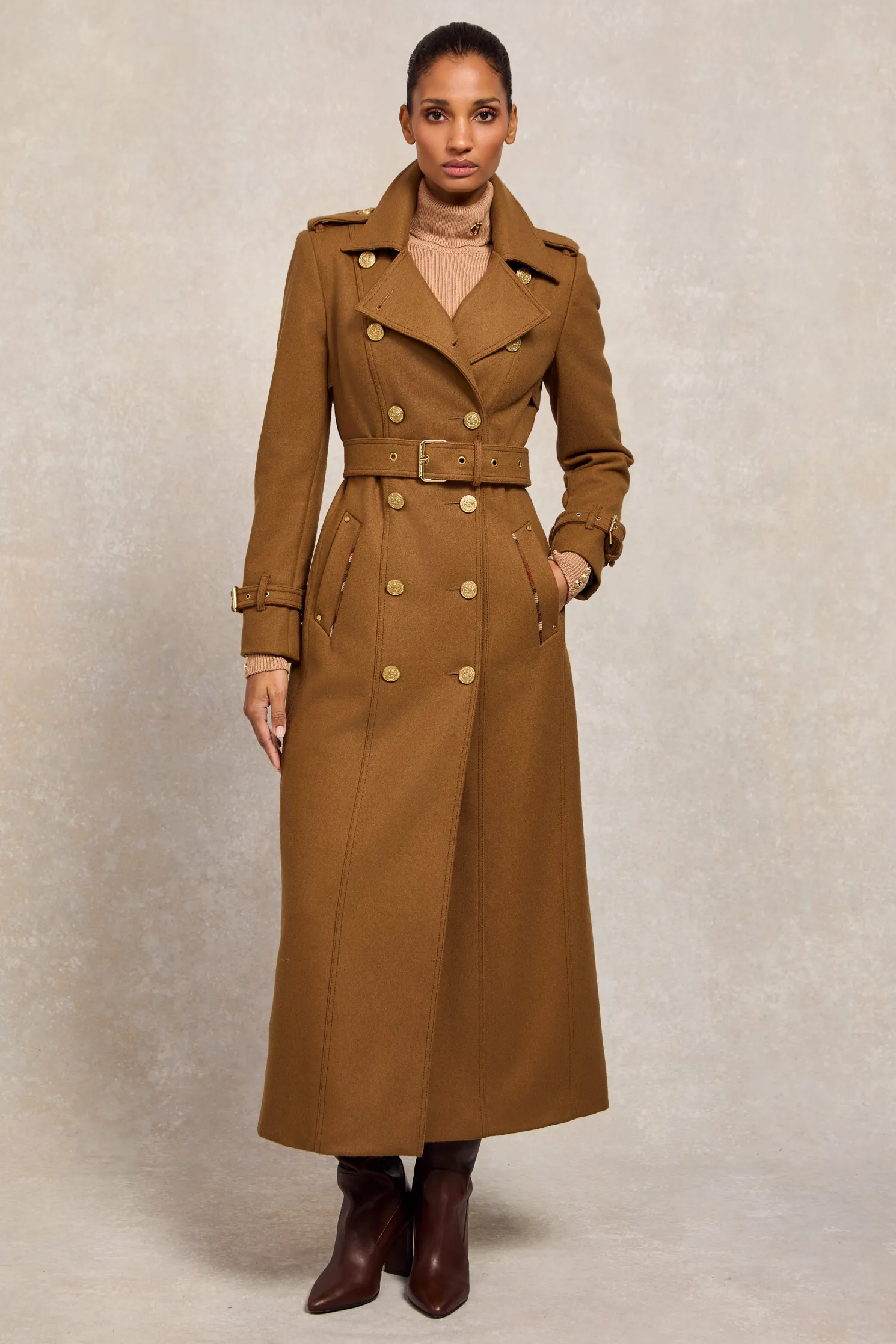 Full Length Chelsea Trench Coat (Dark Camel)