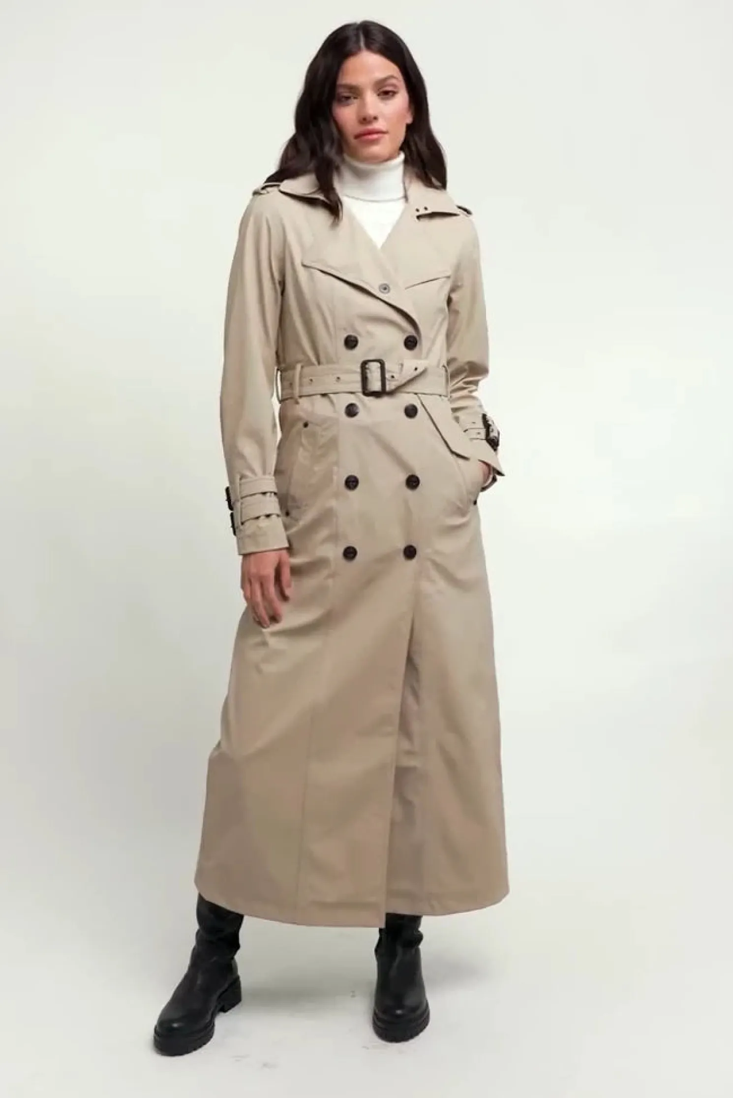 Full Length Kendal Waterproof Trench Coat (Stone)