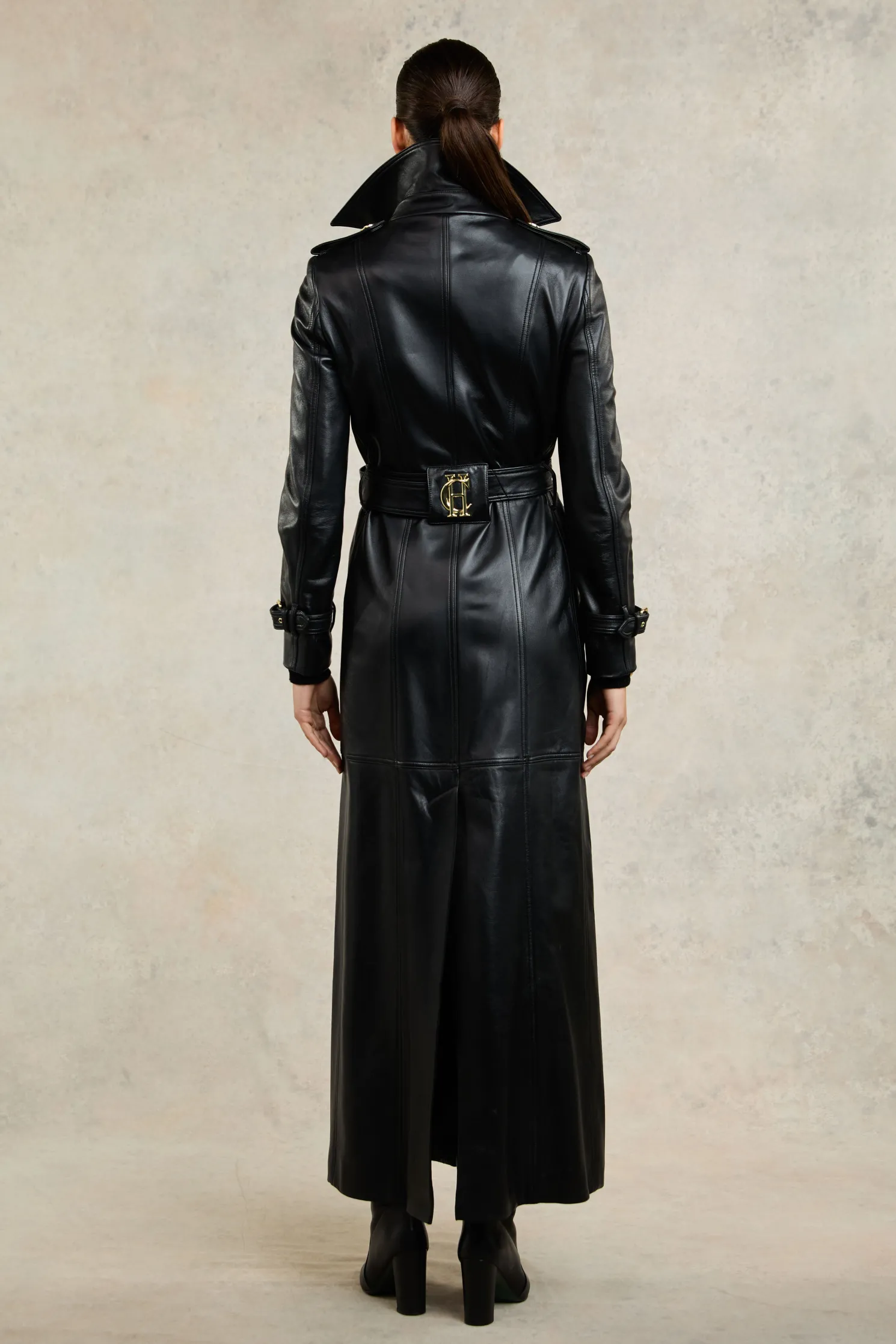 Full Length Marlborough Trench Coat (Valencia Leather Black)