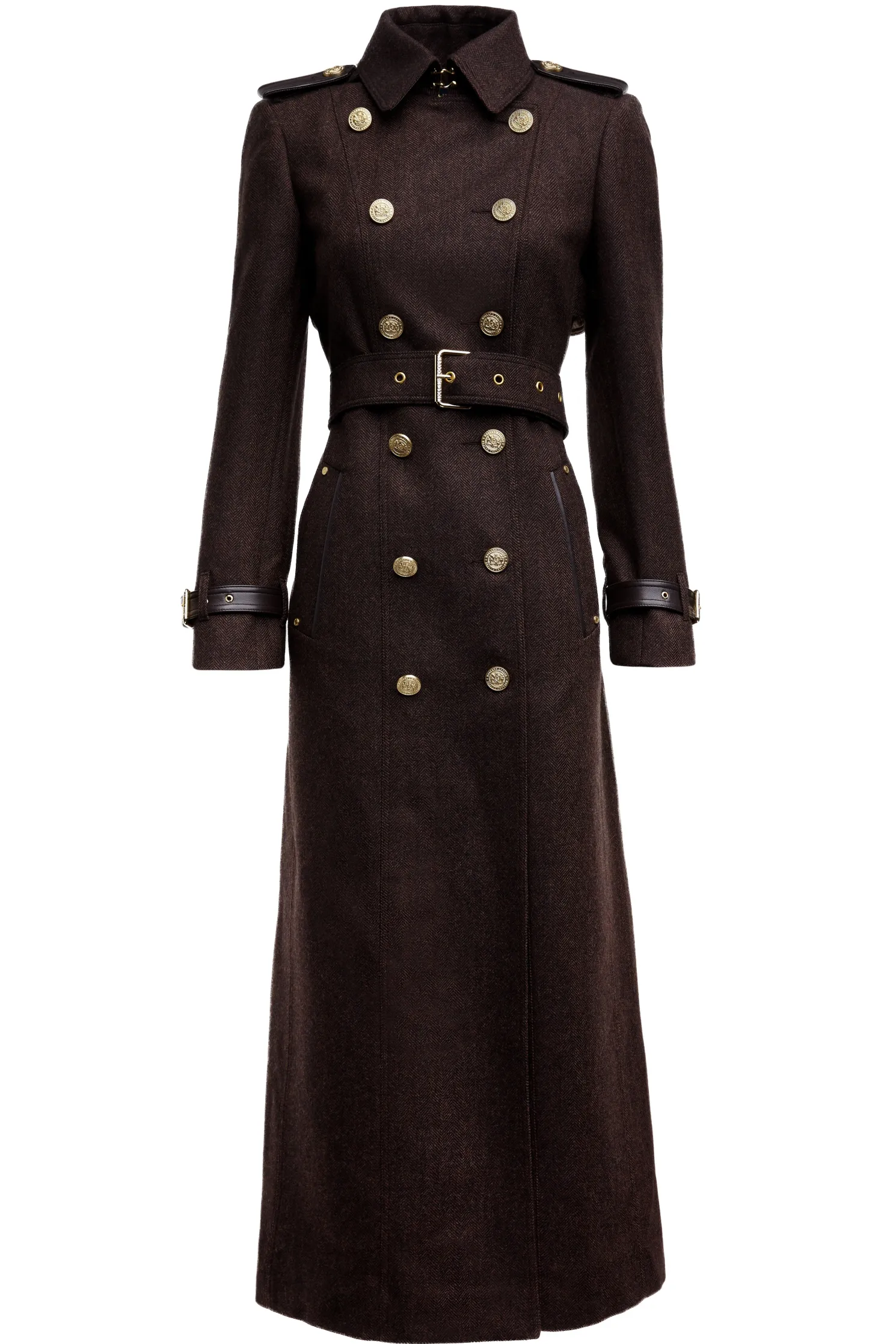Full Length Marlborough Trench Coat (Chocolate Herringbone)