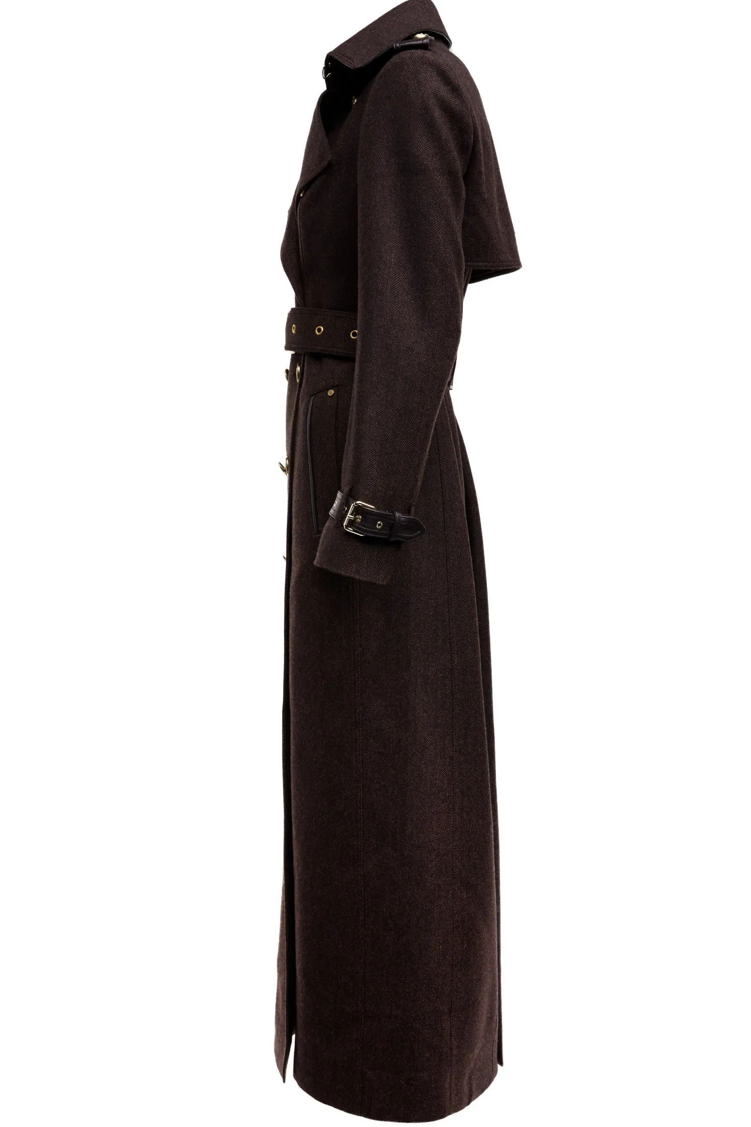 Full Length Marlborough Trench Coat (Chocolate Herringbone)