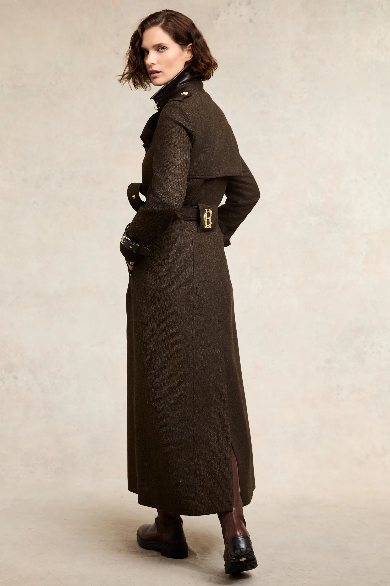 Full Length Marlborough Trench Coat (Chocolate Herringbone)