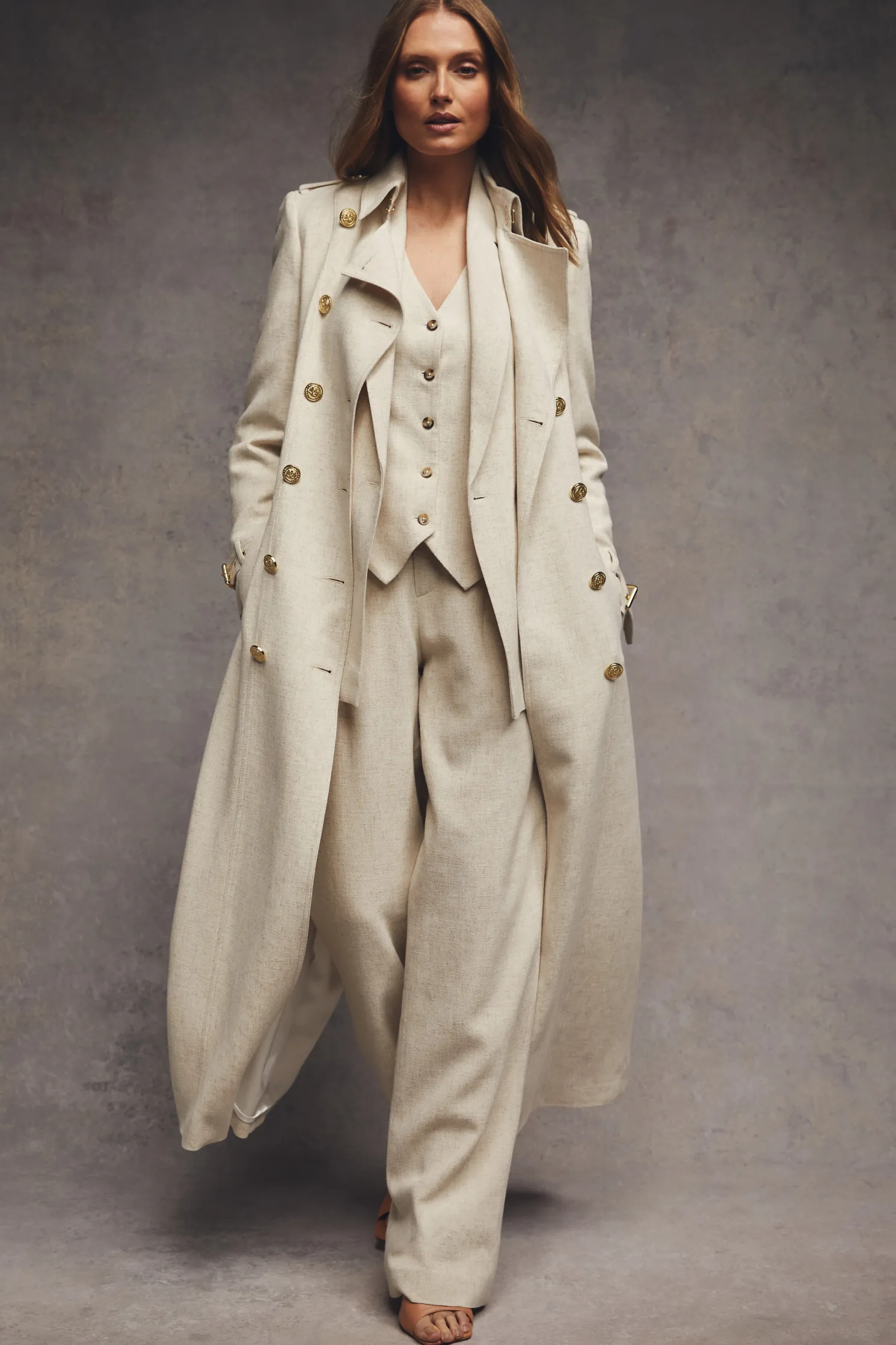 Full Length Marlborough Trench Coat (Natural Linen)