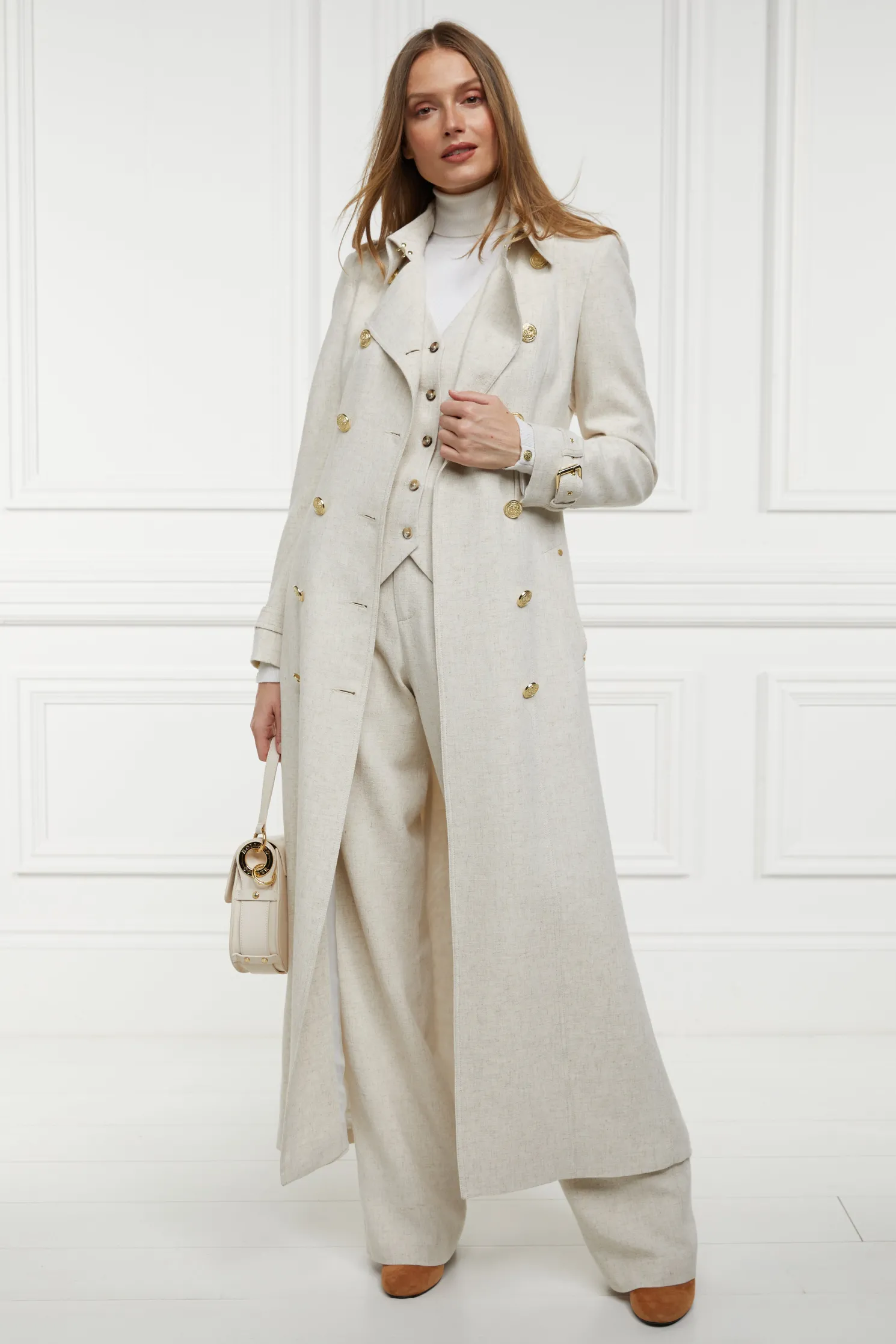 Full Length Marlborough Trench Coat (Natural Linen)