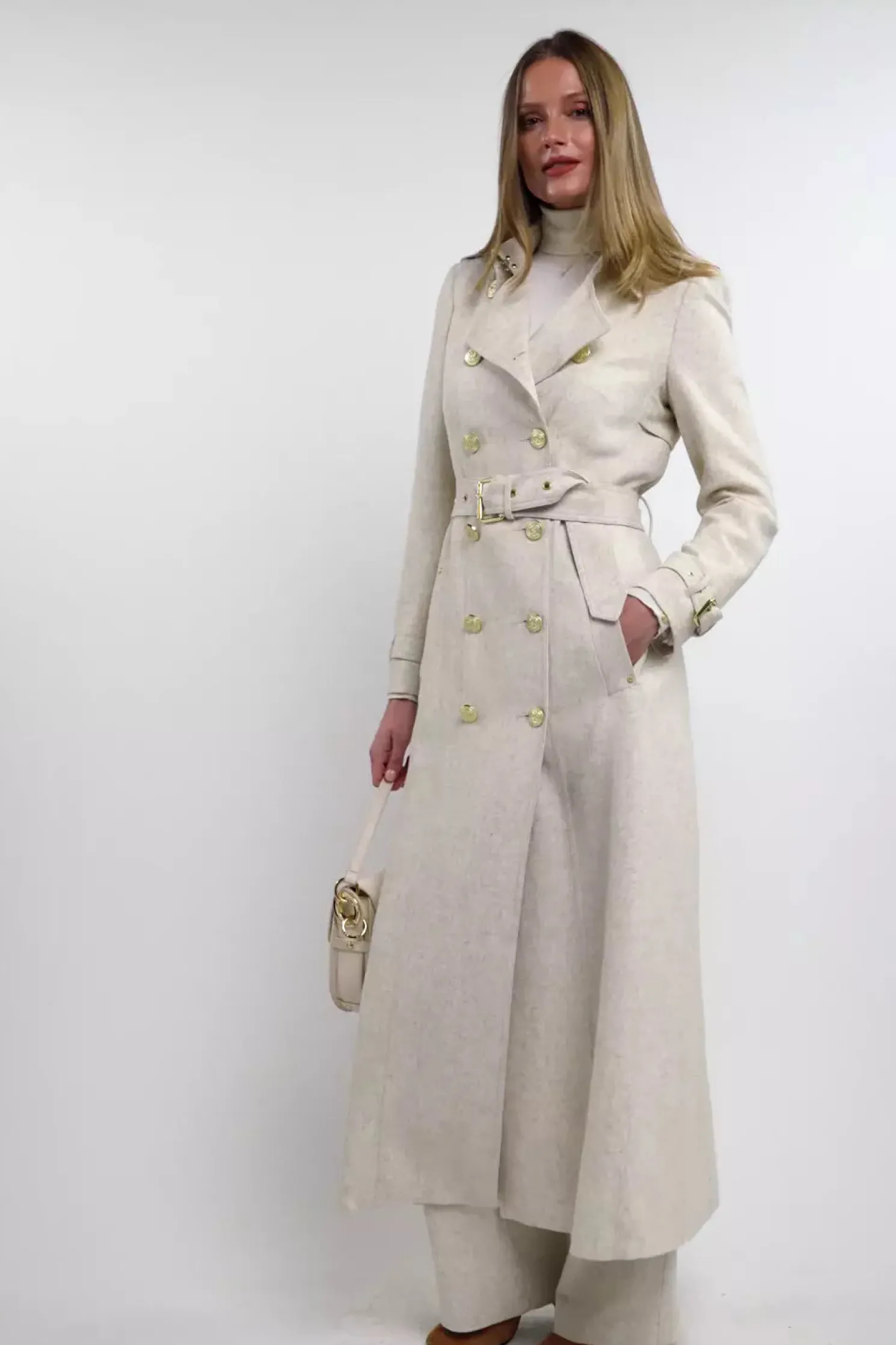 Full Length Marlborough Trench Coat (Natural Linen)