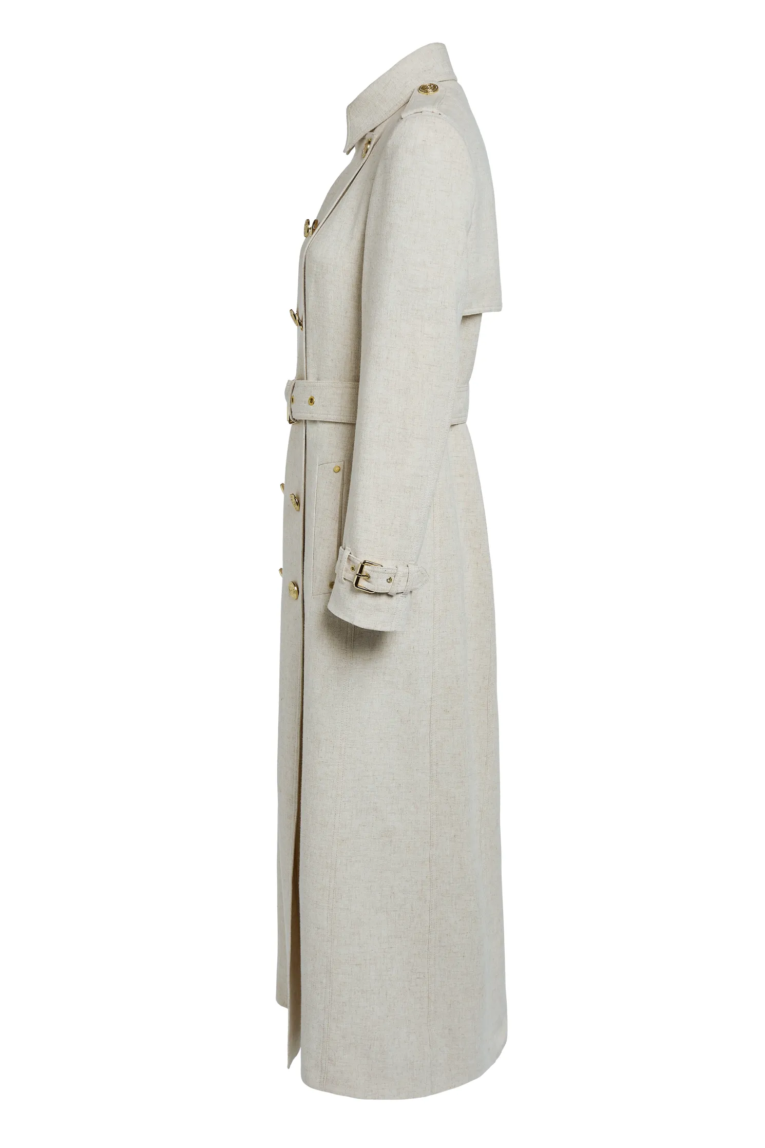 Full Length Marlborough Trench Coat (Natural Linen)