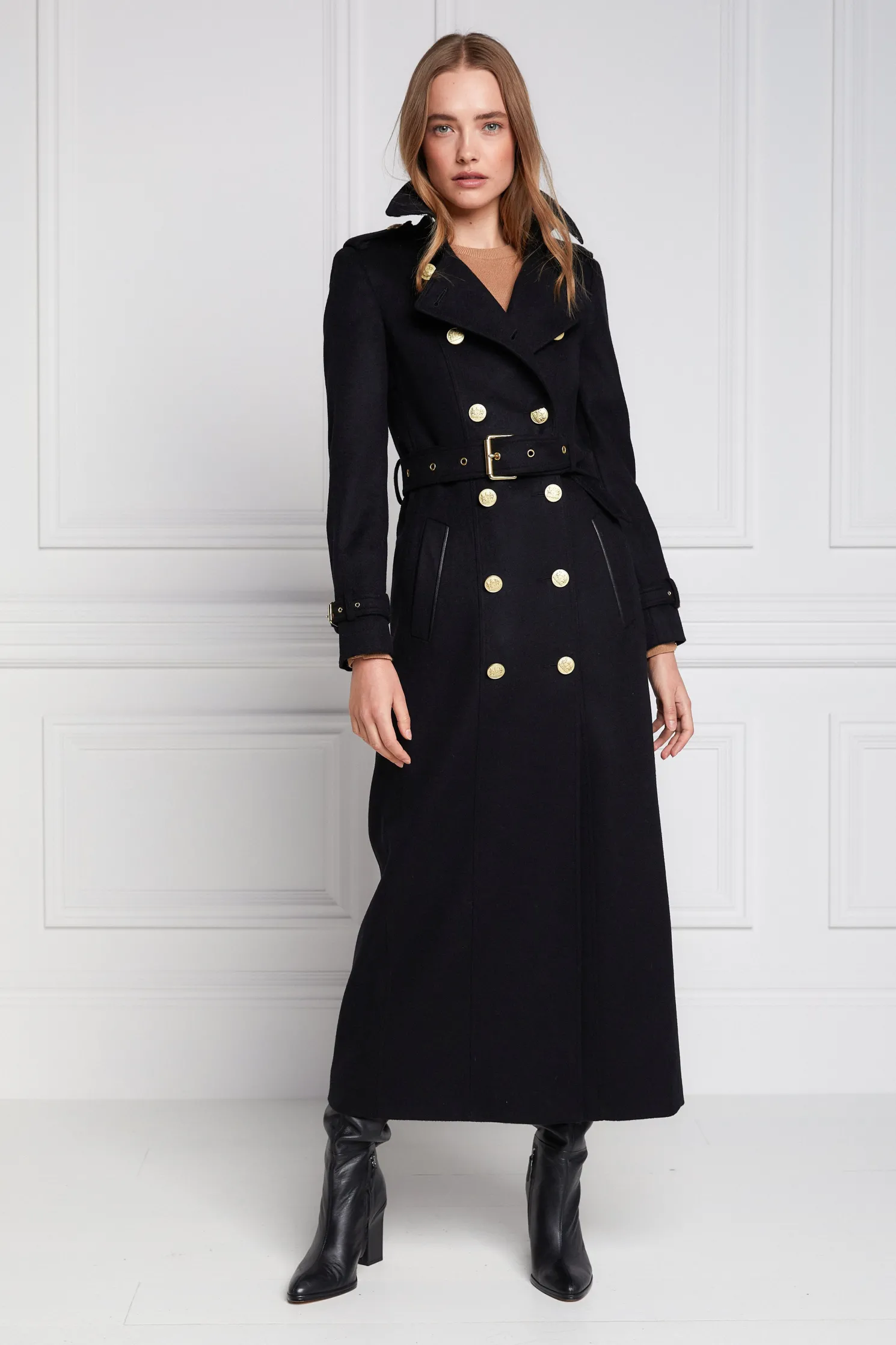 Full Length Marlborough Trench Coat (Soft Black)