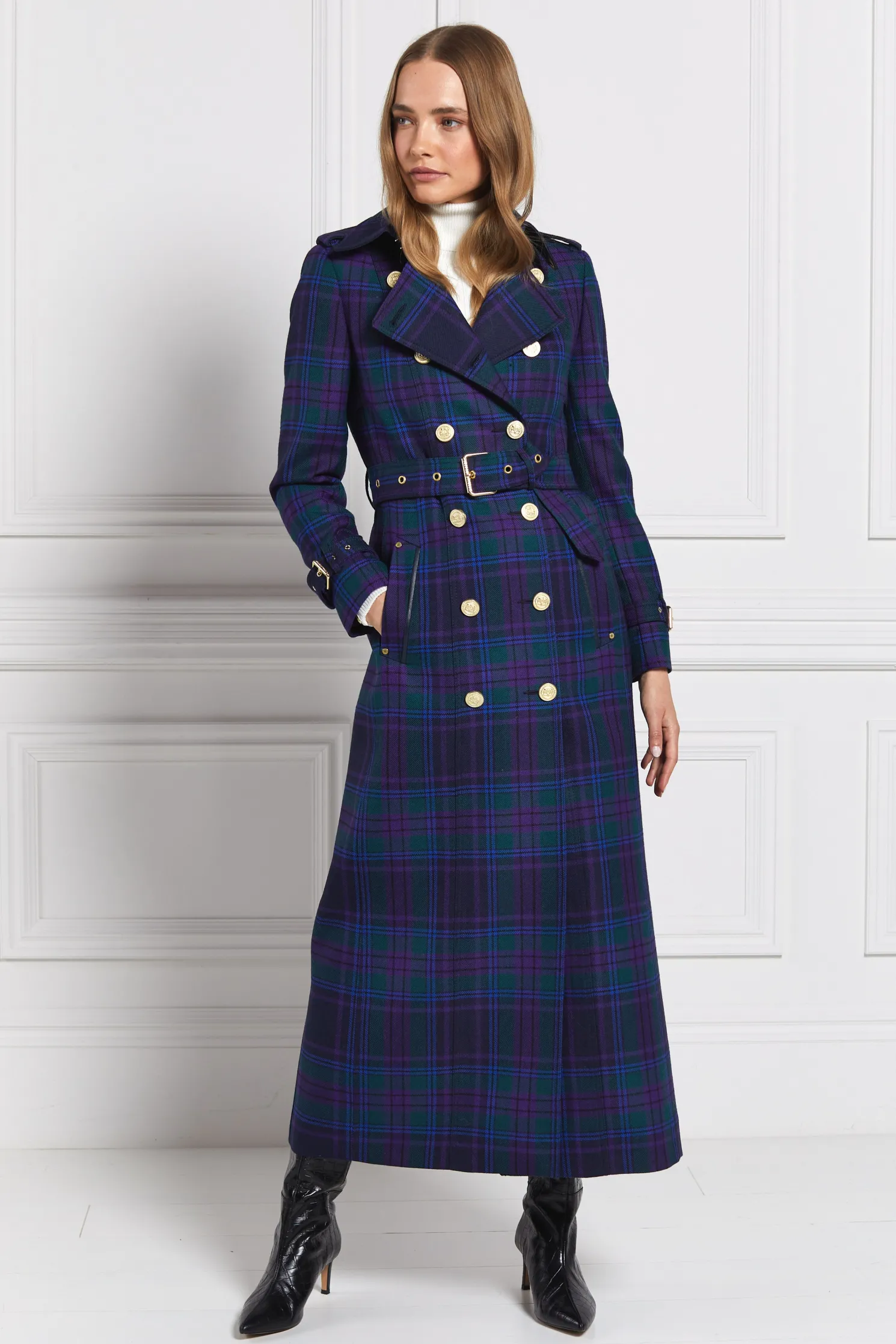 Full Length Marlborough Trench Coat (Heather Tartan)