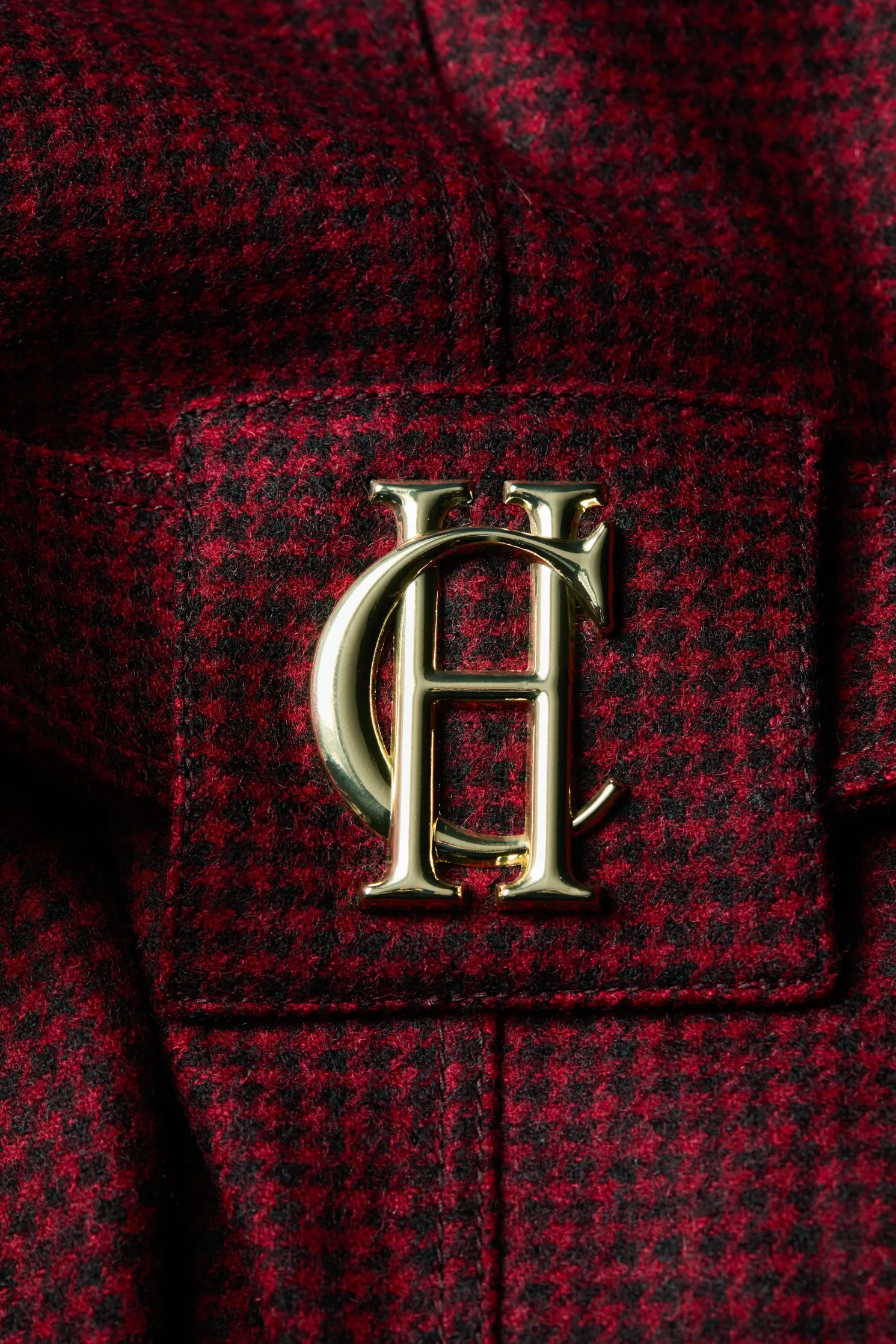 Full Length Marlborough Trench Coat (Red Houndstooth)