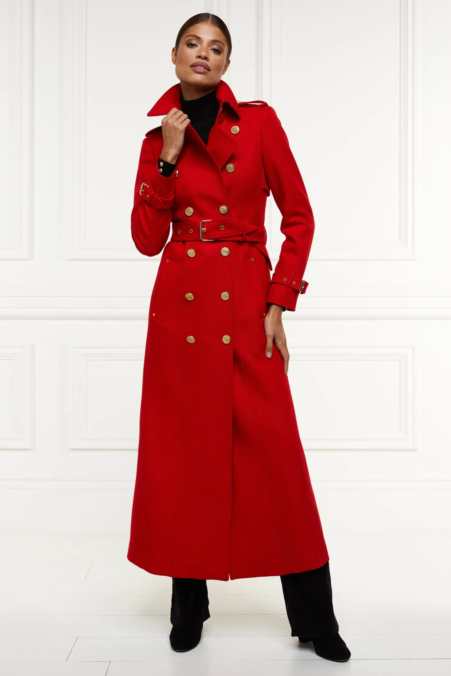 Full Length Marlborough Trench Coat (Red Barathea)