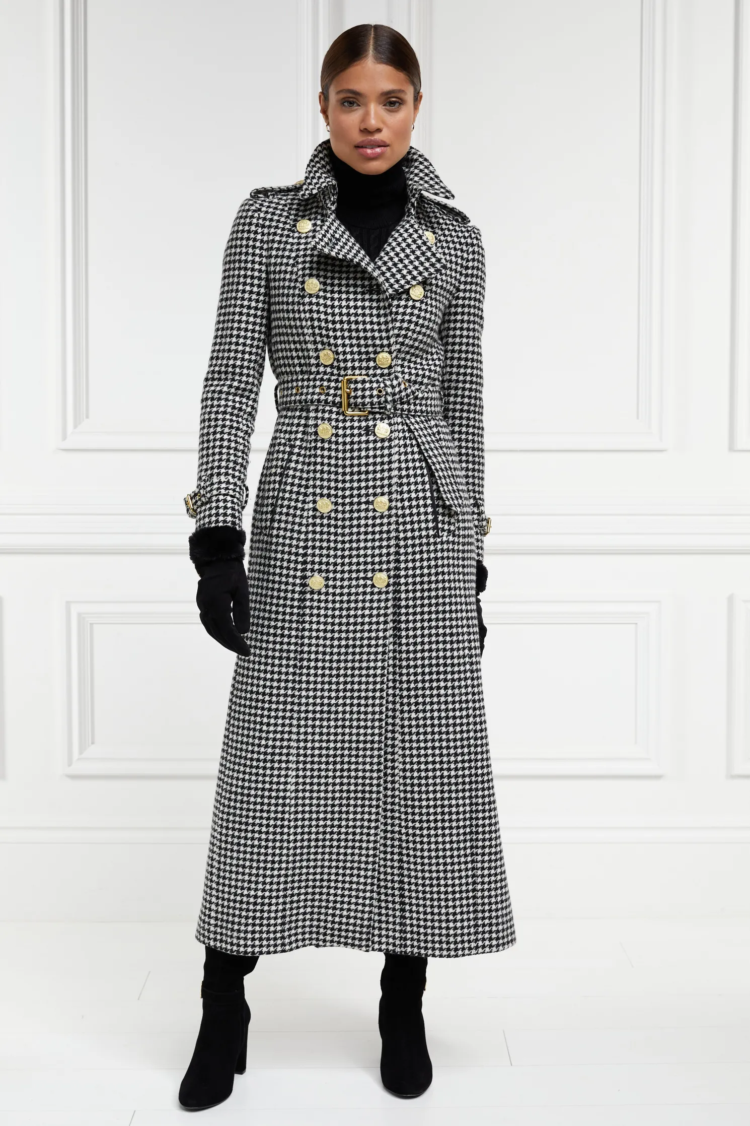 Full Length Marlborough Trench Coat (Houndstooth)