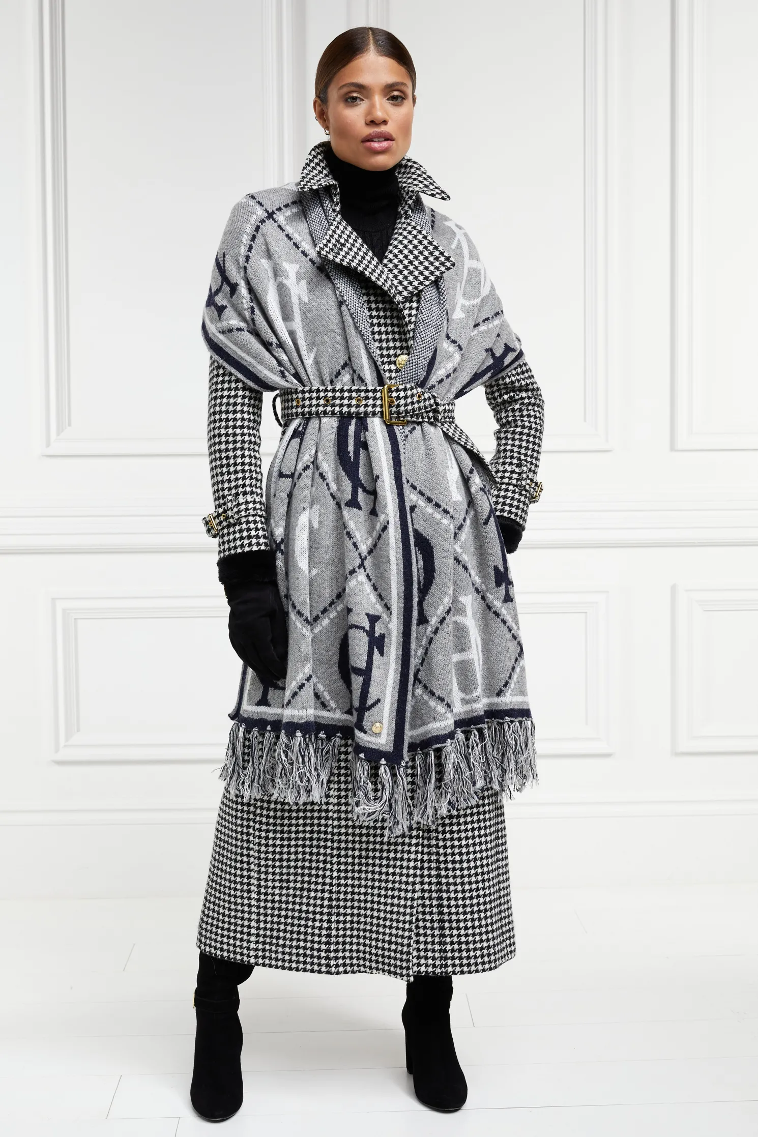 Full Length Marlborough Trench Coat (Houndstooth)