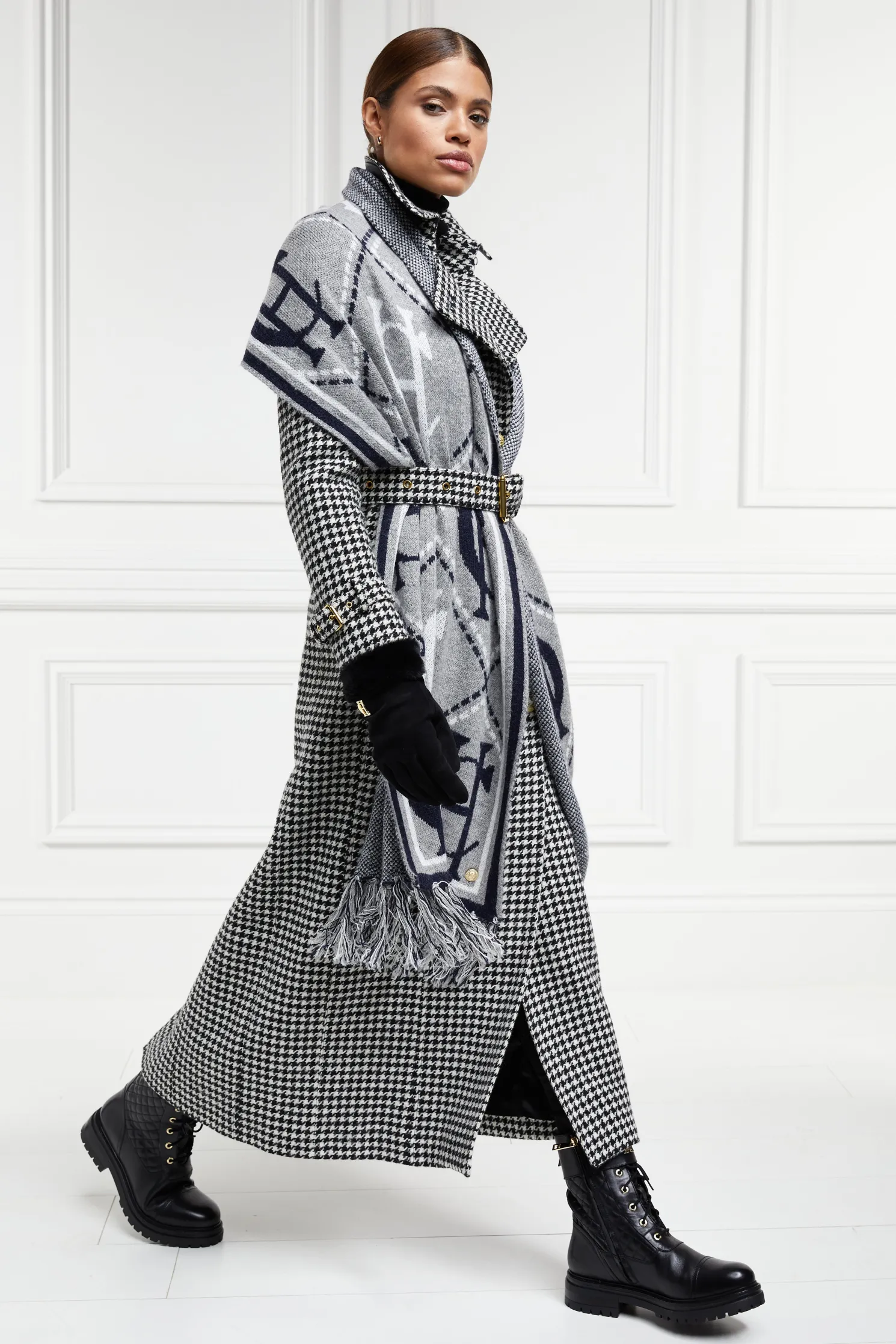 Full Length Marlborough Trench Coat (Houndstooth)