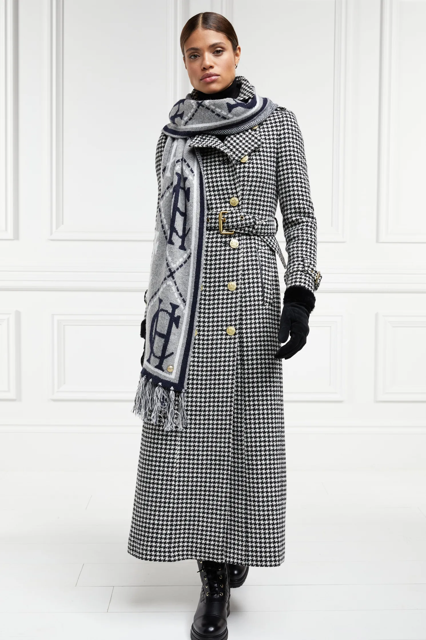Full Length Marlborough Trench Coat (Houndstooth)