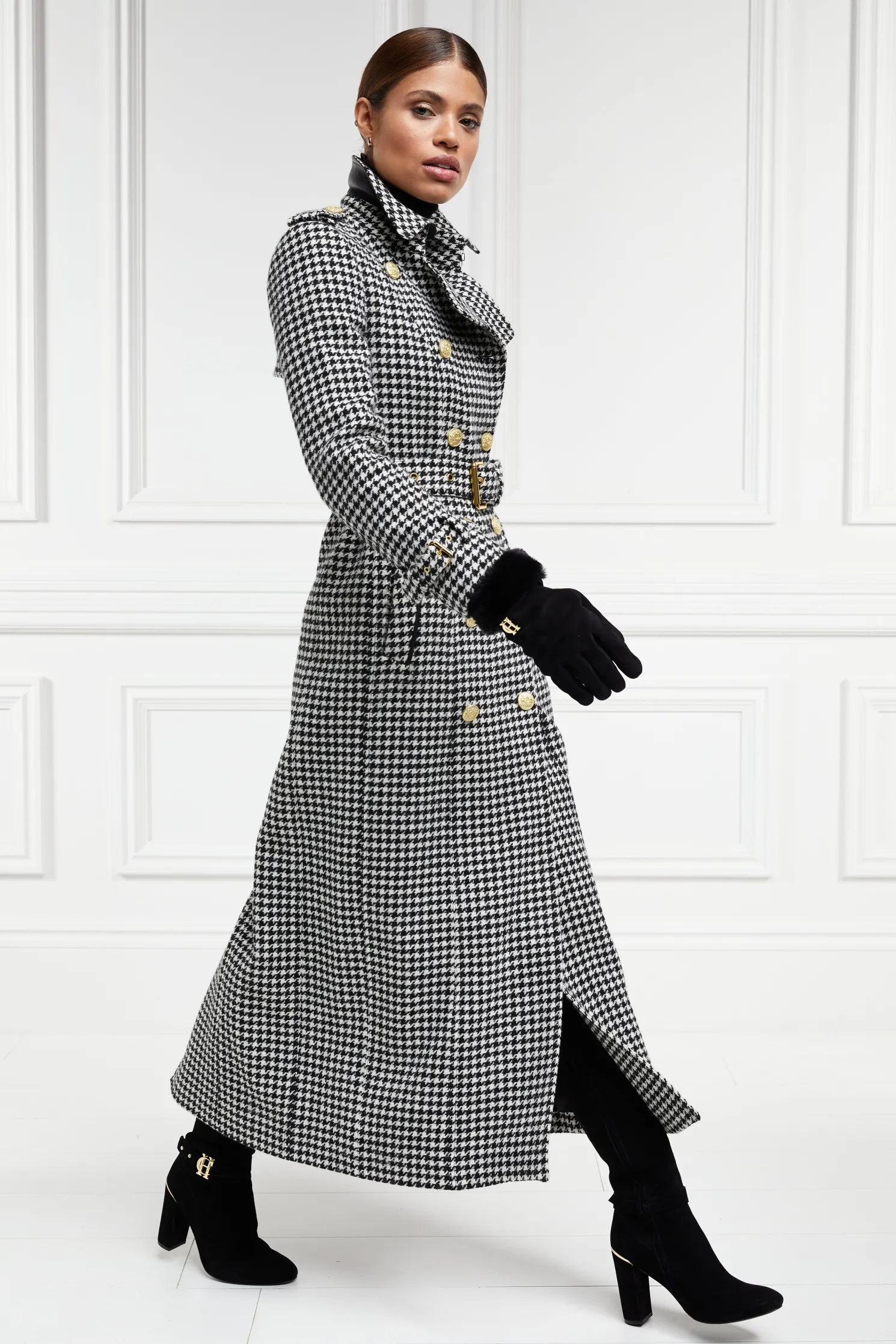 Full Length Marlborough Trench Coat (Houndstooth)