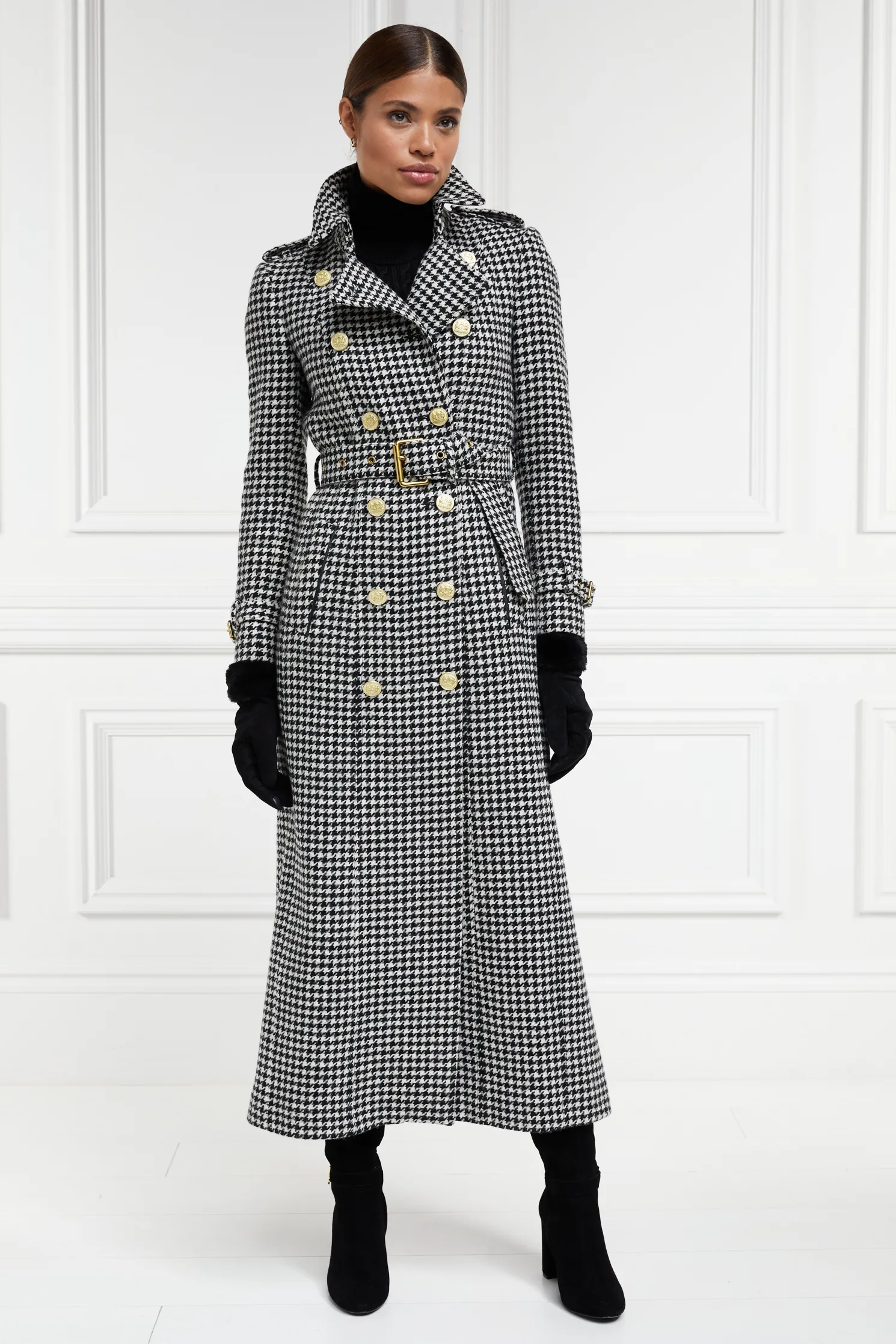 Full Length Marlborough Trench Coat (Houndstooth)
