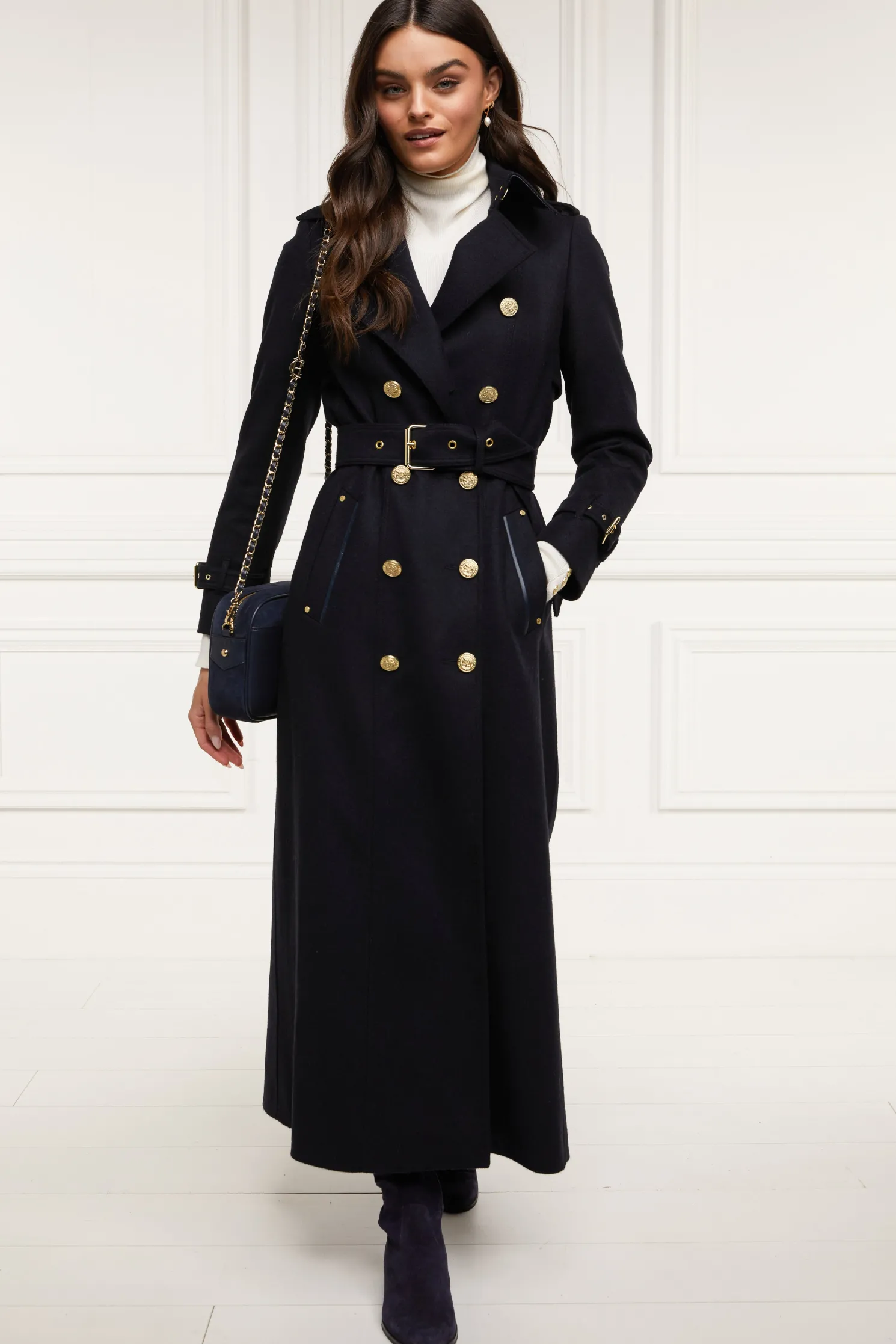 Full Length Marlborough Trench Coat (Soft Navy)