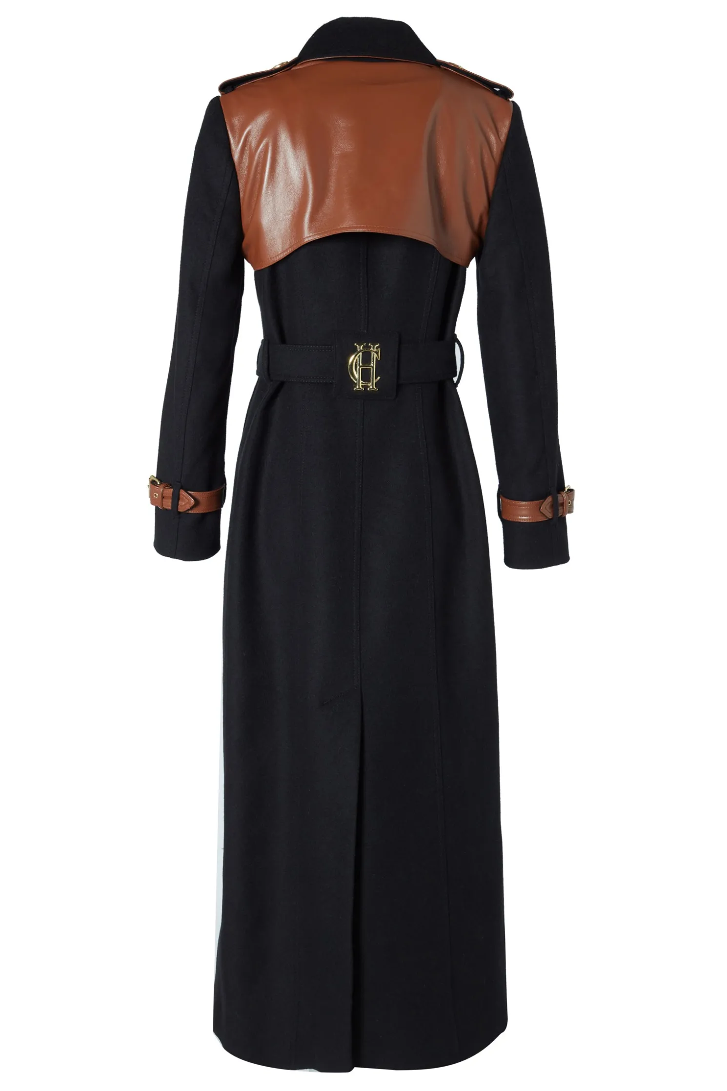 Full Length Marlborough Trench Coat (Soft Black Tan)