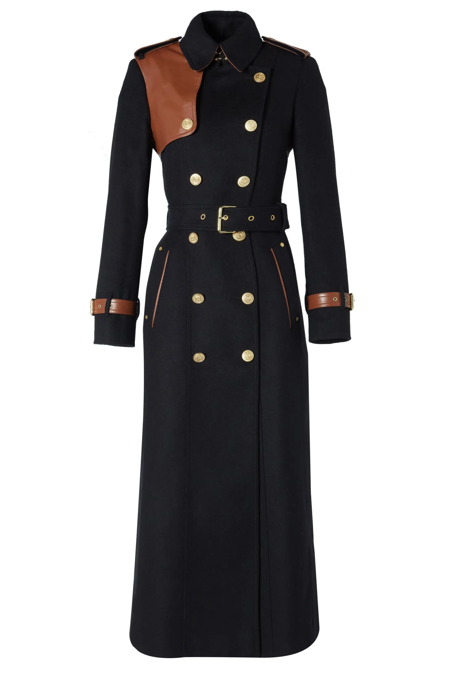 Full Length Marlborough Trench Coat (Soft Black Tan)