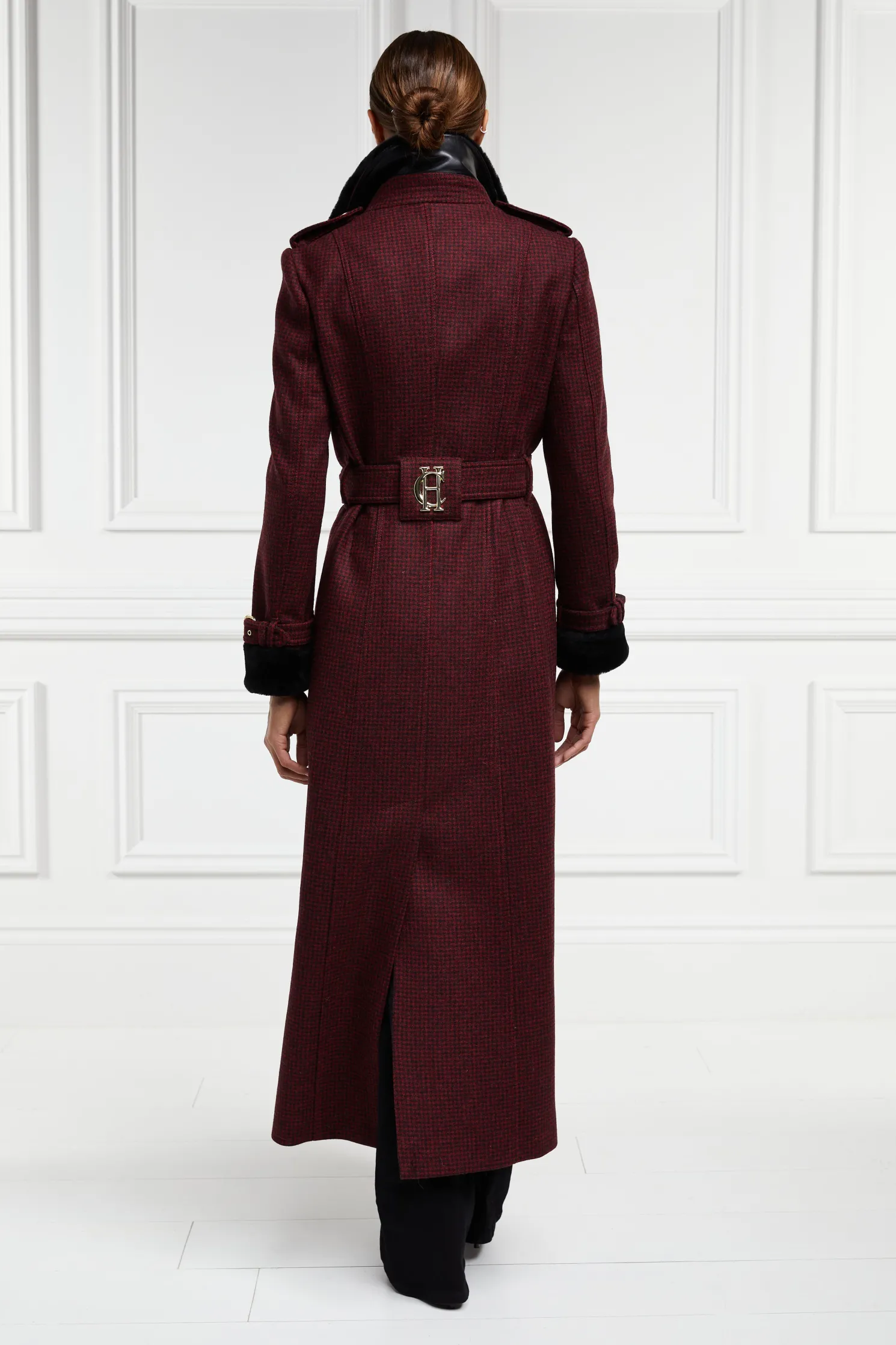 Gold Label Trench (Deep Red Houndstooth)