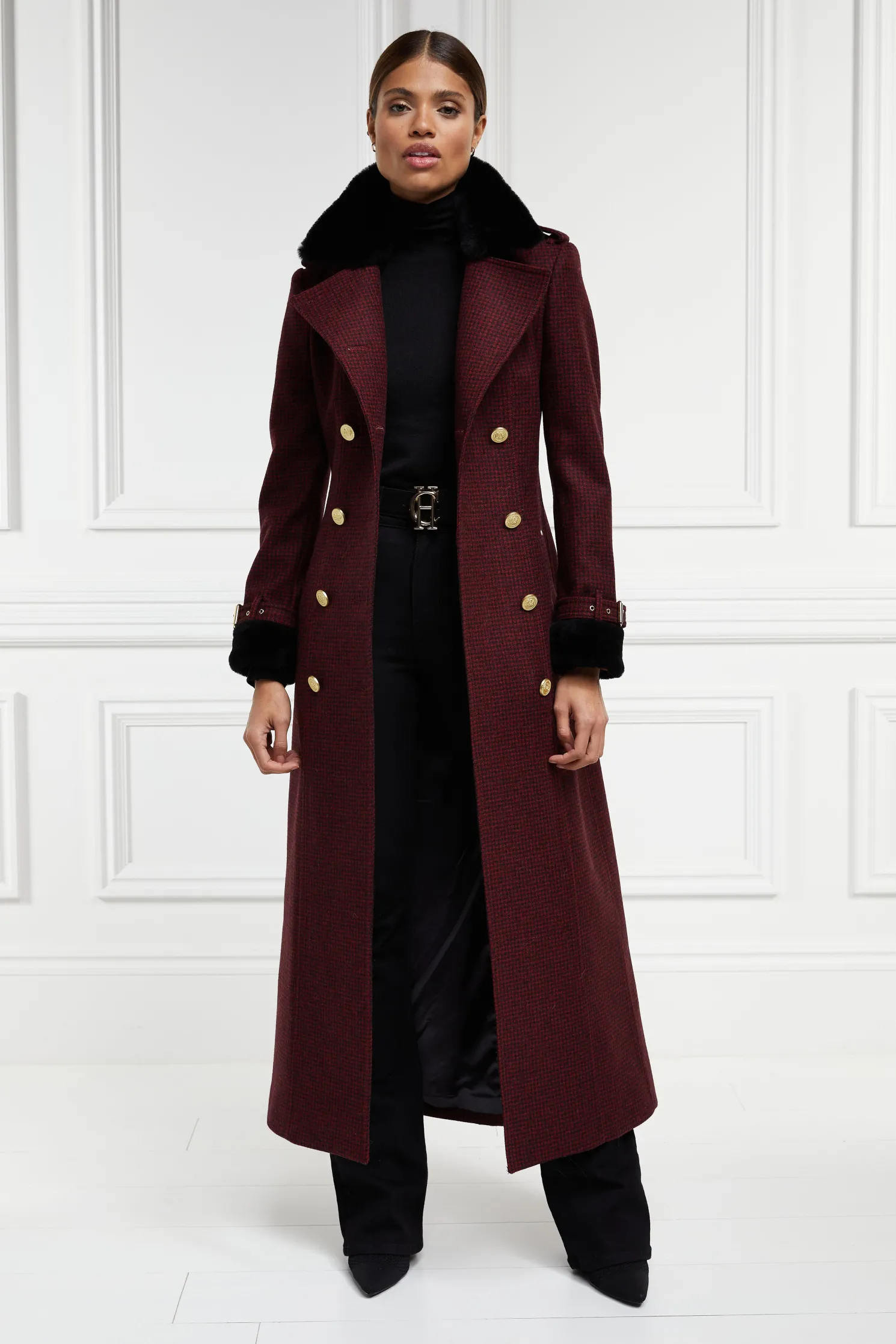 Gold Label Trench (Deep Red Houndstooth)