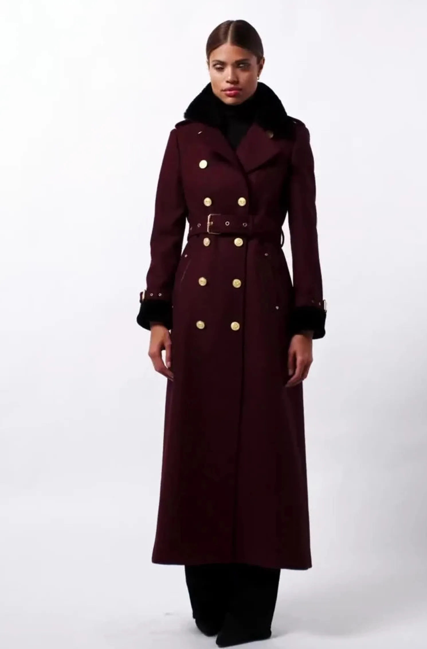 Gold Label Trench (Deep Red Houndstooth)