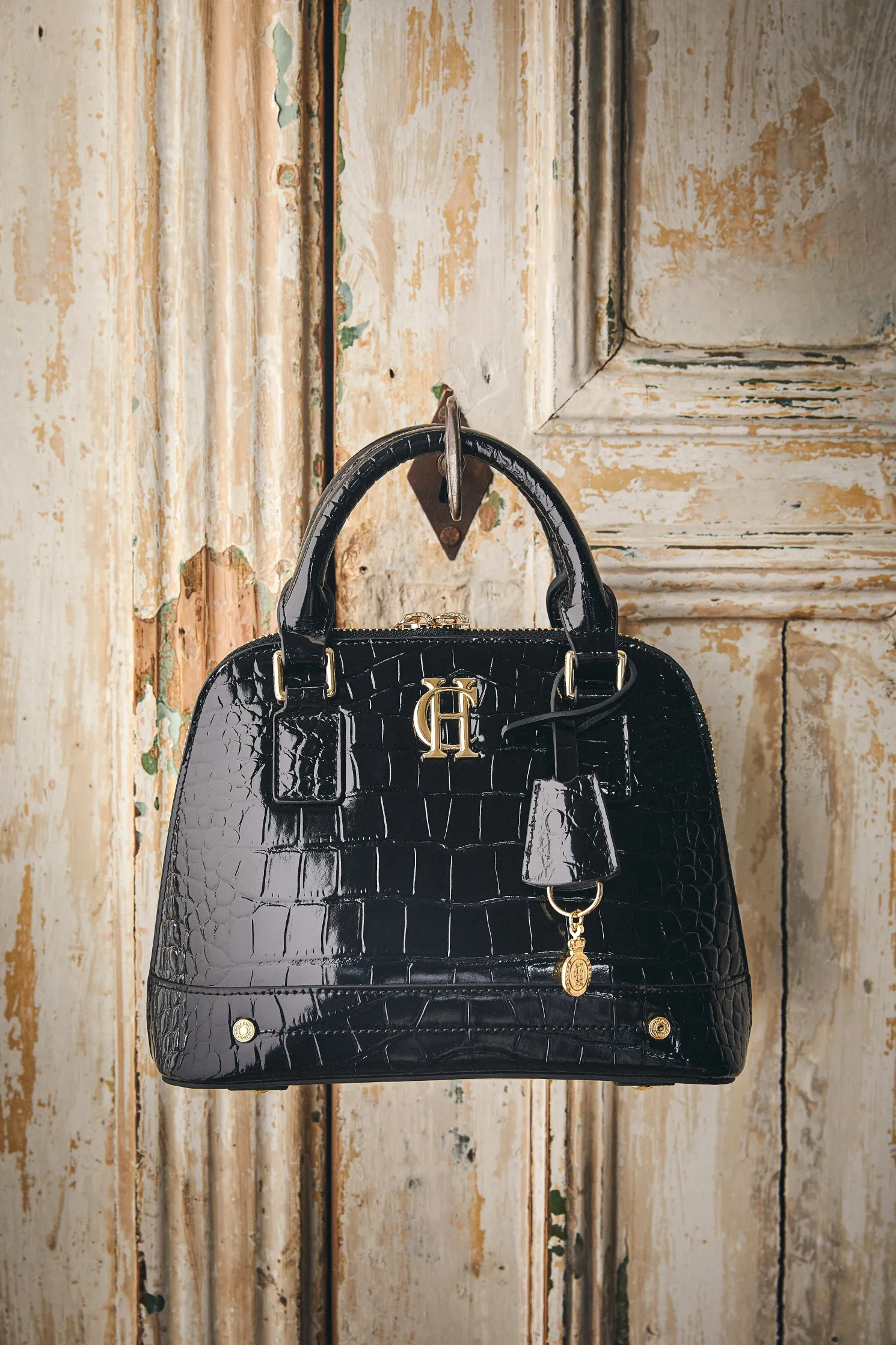 Grovesnor Tote Bag (Black Croc)