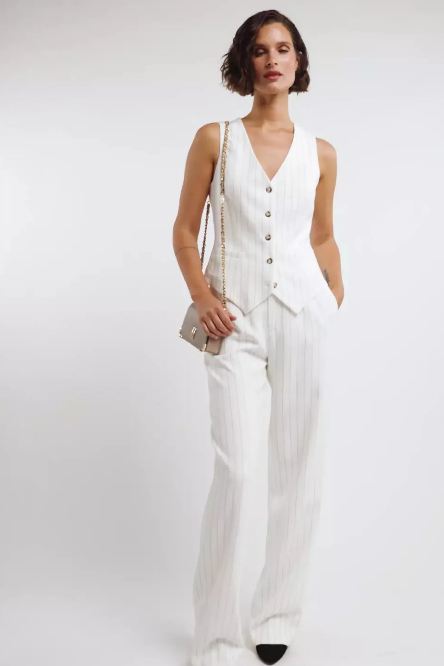 Hampton Waistcoat (Oyster Linen Pinstripe)