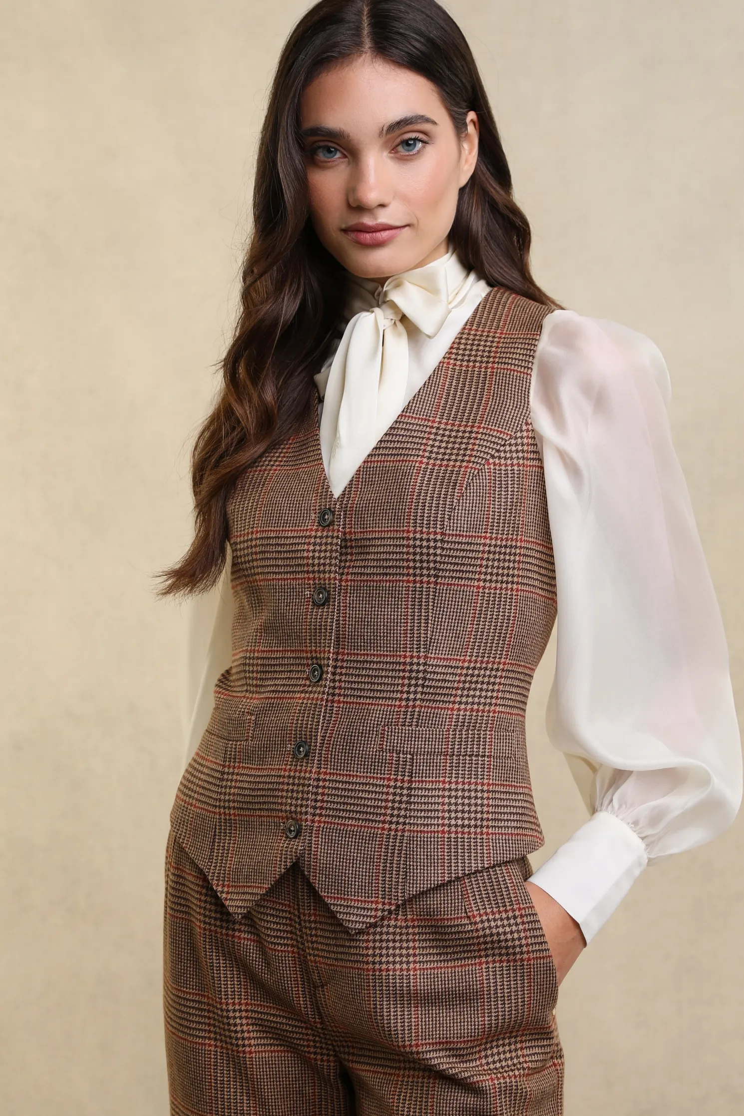 Hampton Waistcoat (Clarence Check Merlot)