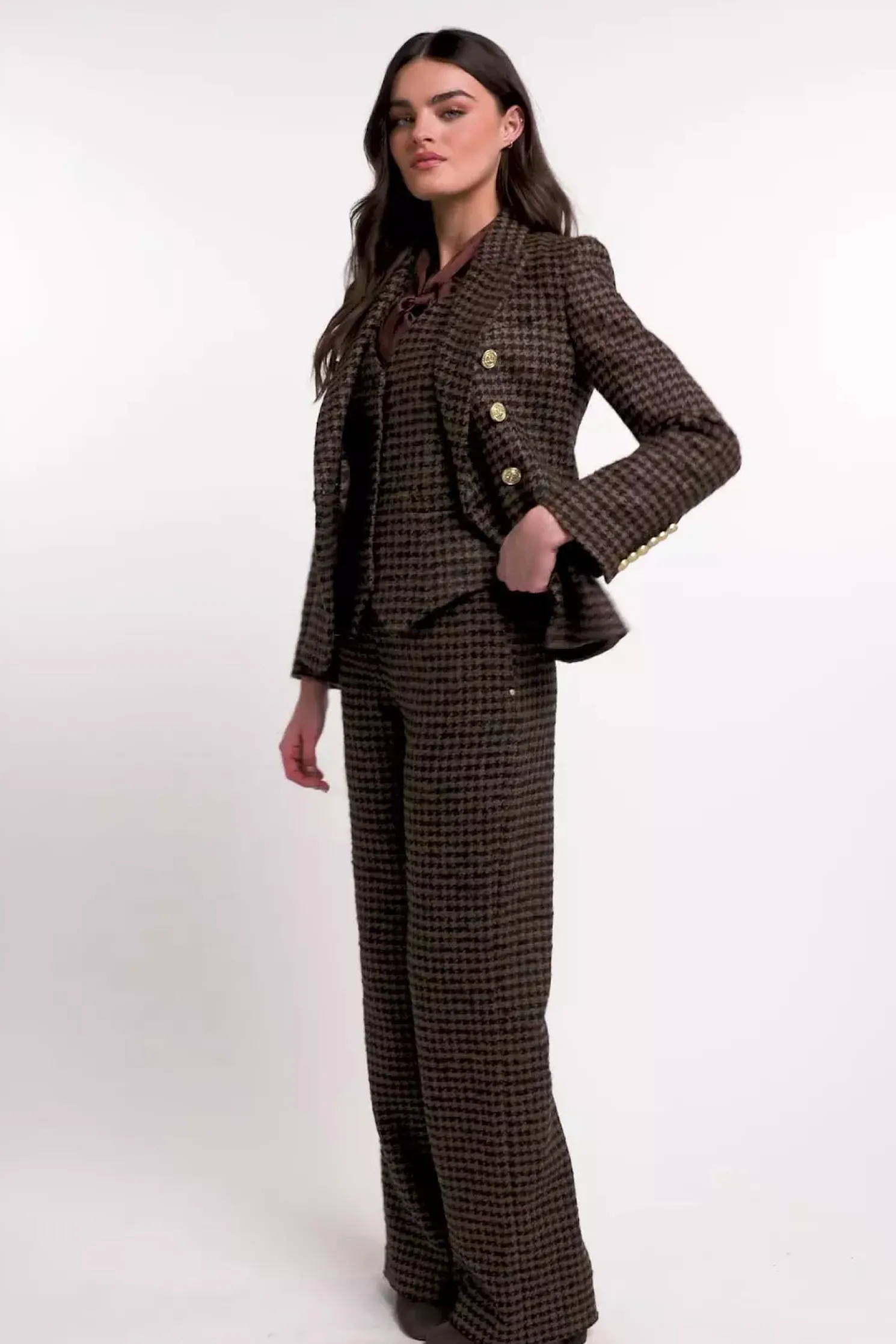Hampton Waistcoat (Chocolate Houndstooth)