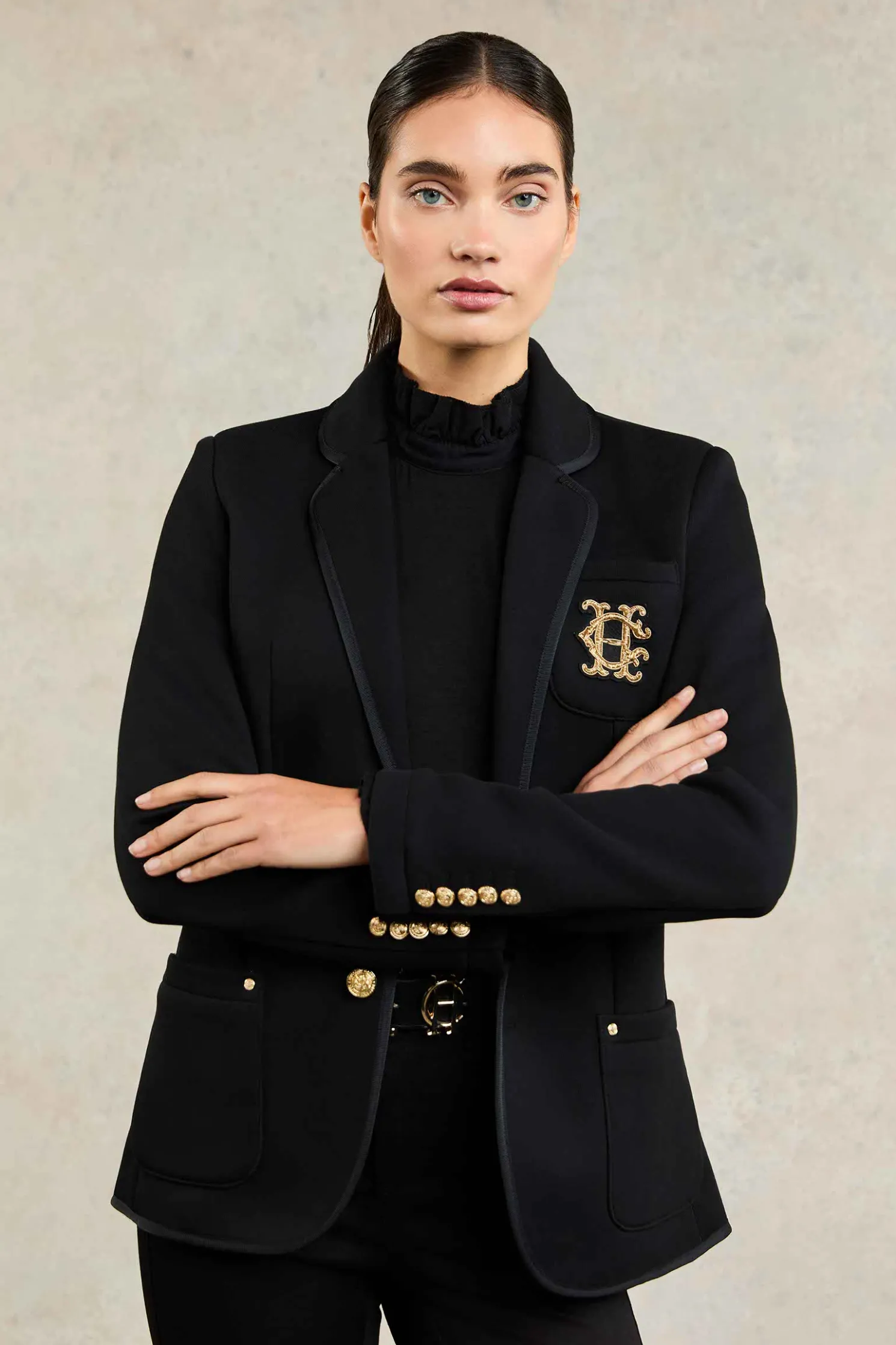 Henley Blazer (Black Black)