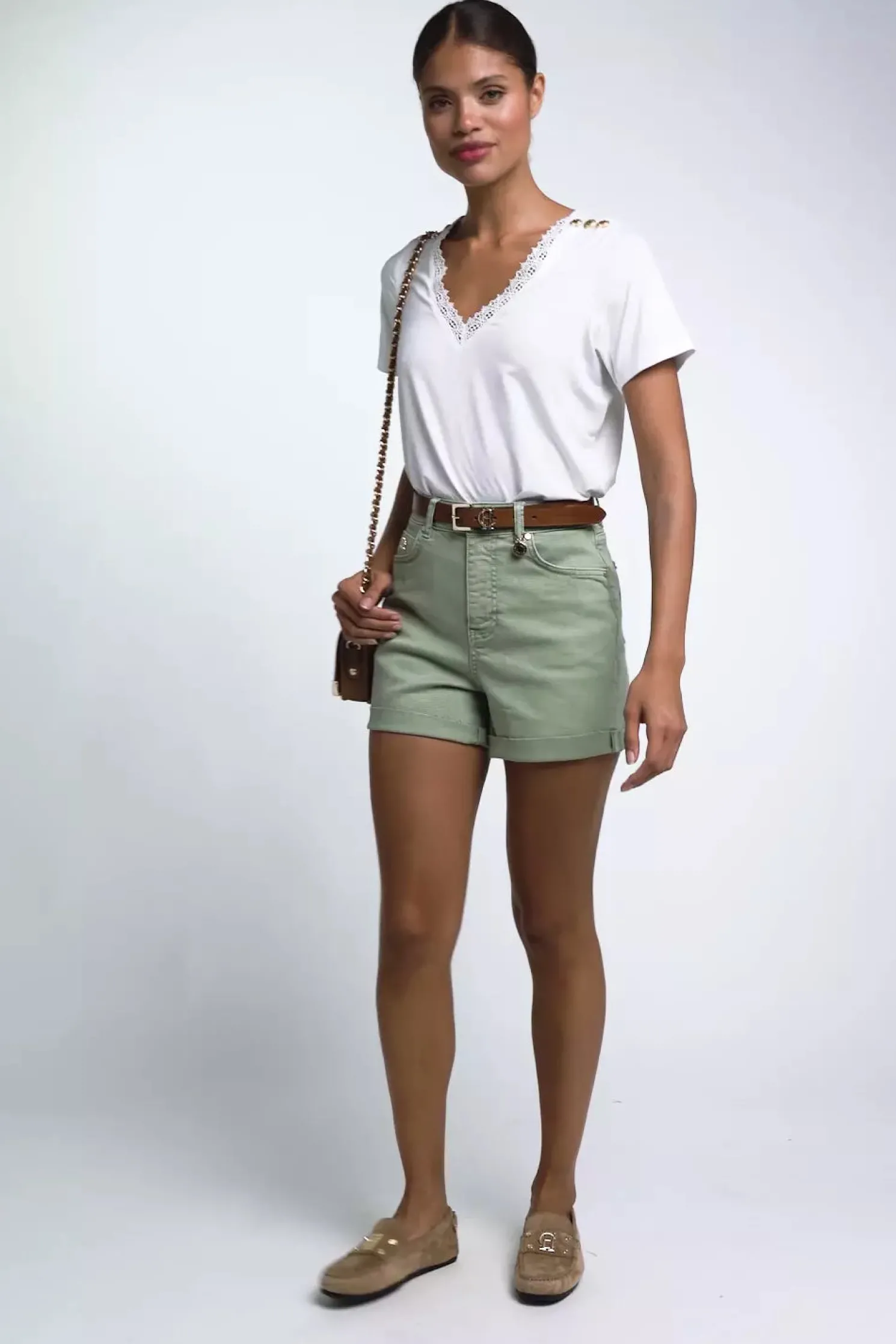 High Rise Denim Short (Sage)