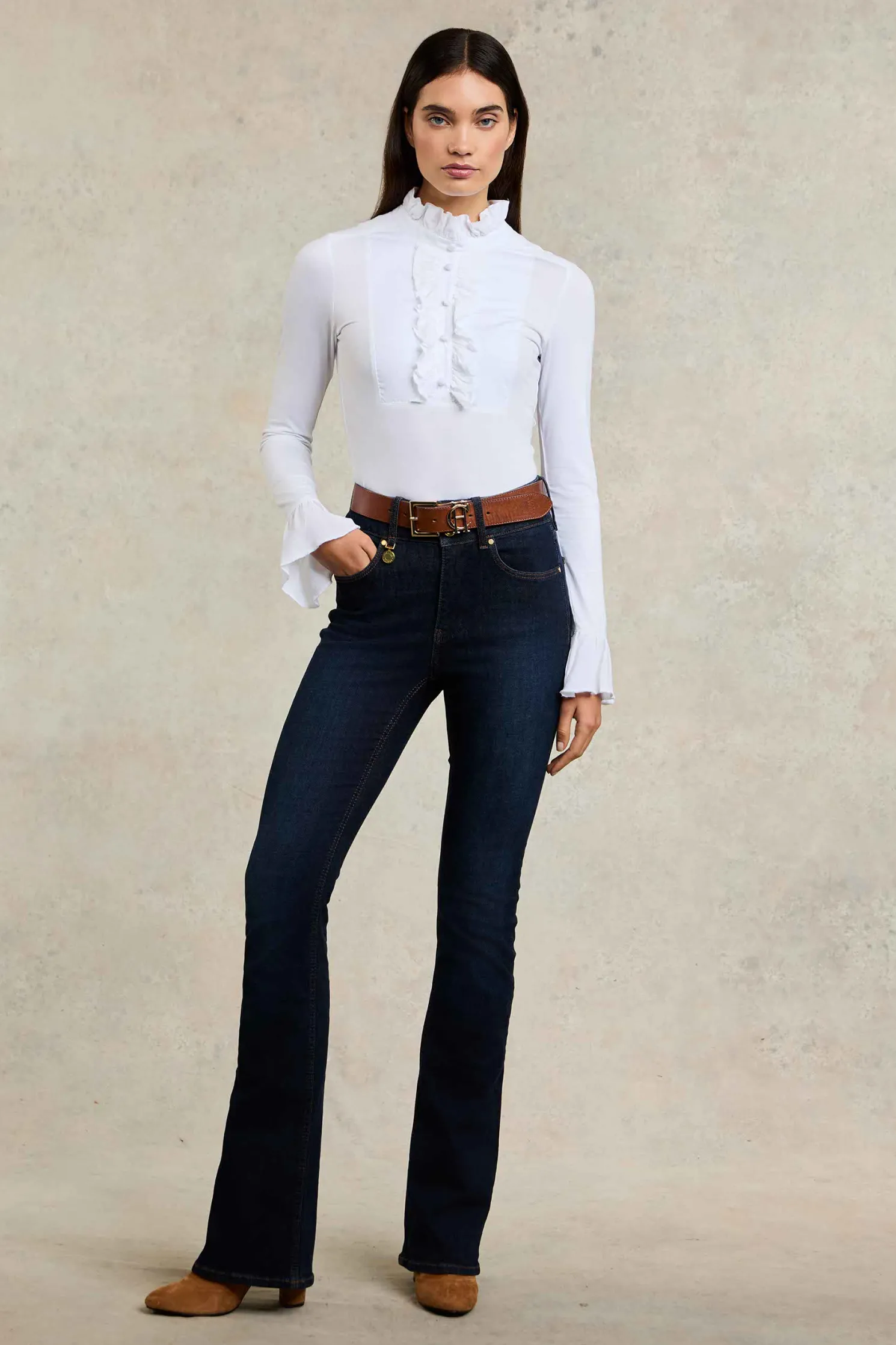 High Rise Flared Jean (Deep Indigo)