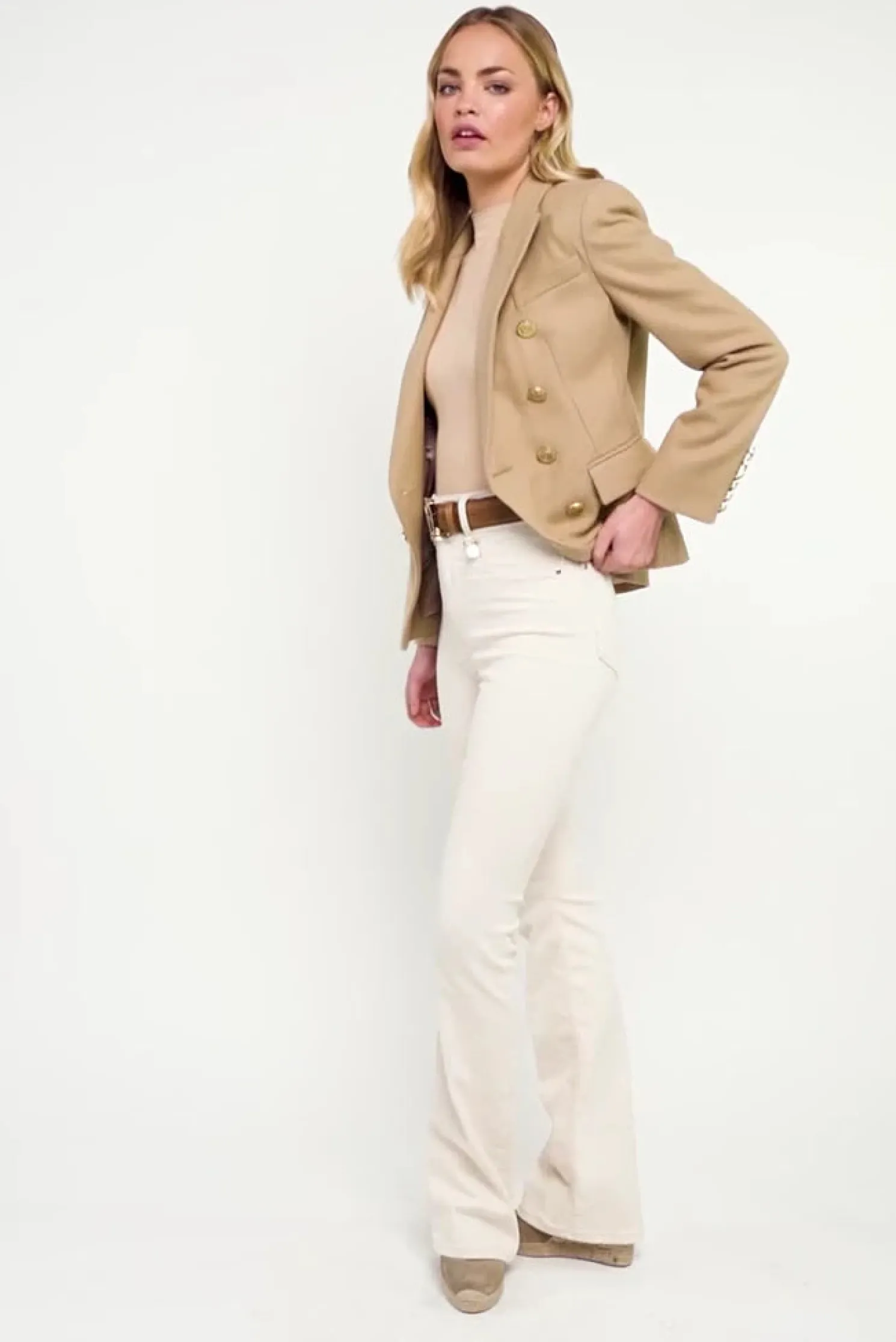 High Rise Flared Jean (Oatmeal)