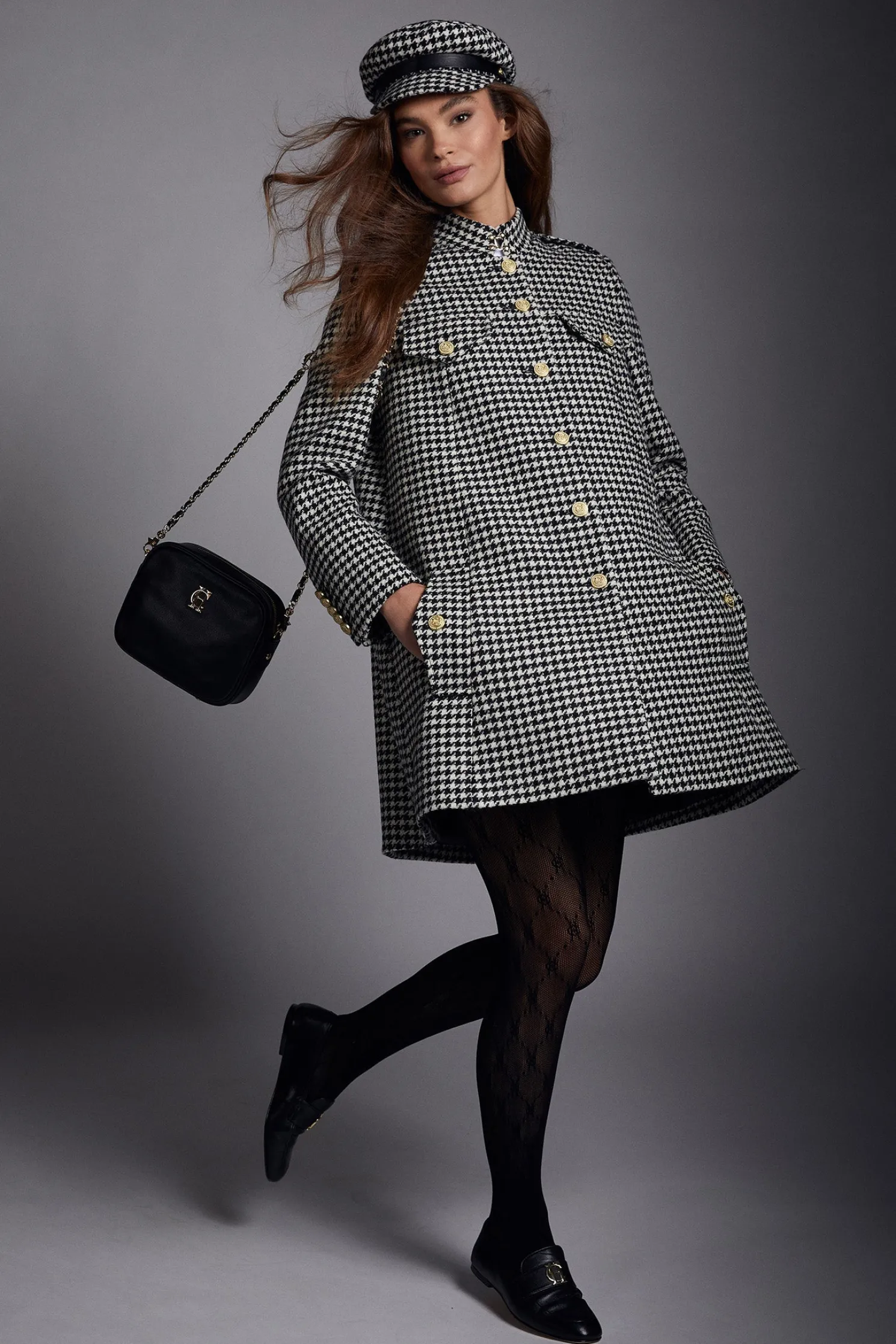 Highbury Cape Coat (Houndstooth)
