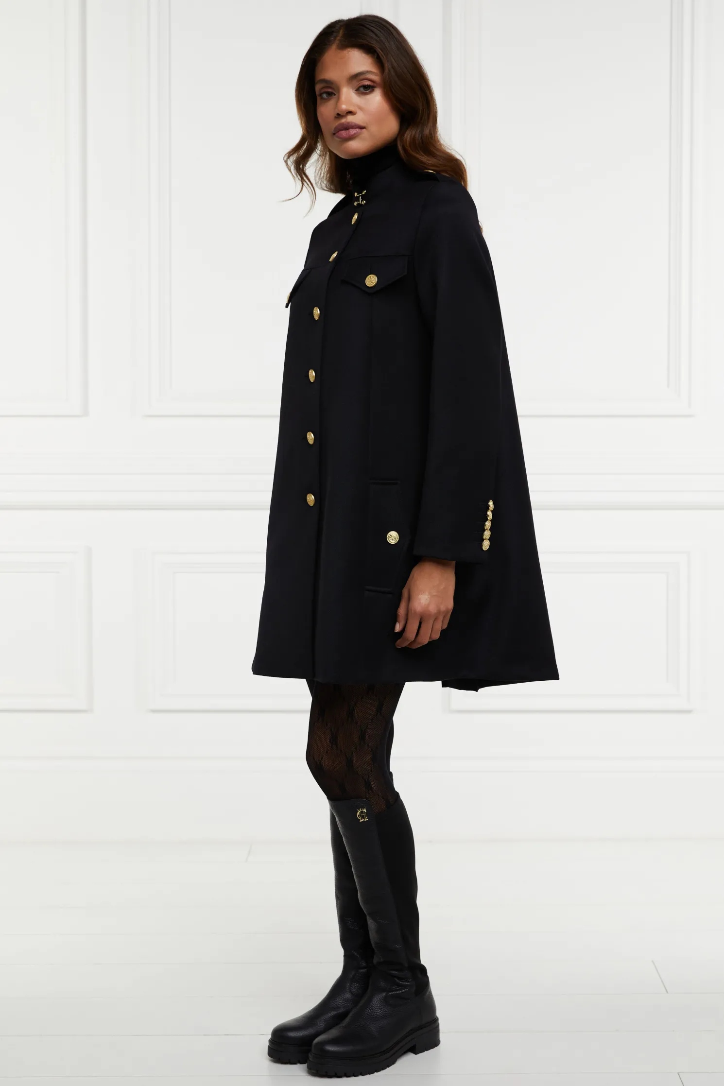 Highbury Cape Coat (Black Twill)