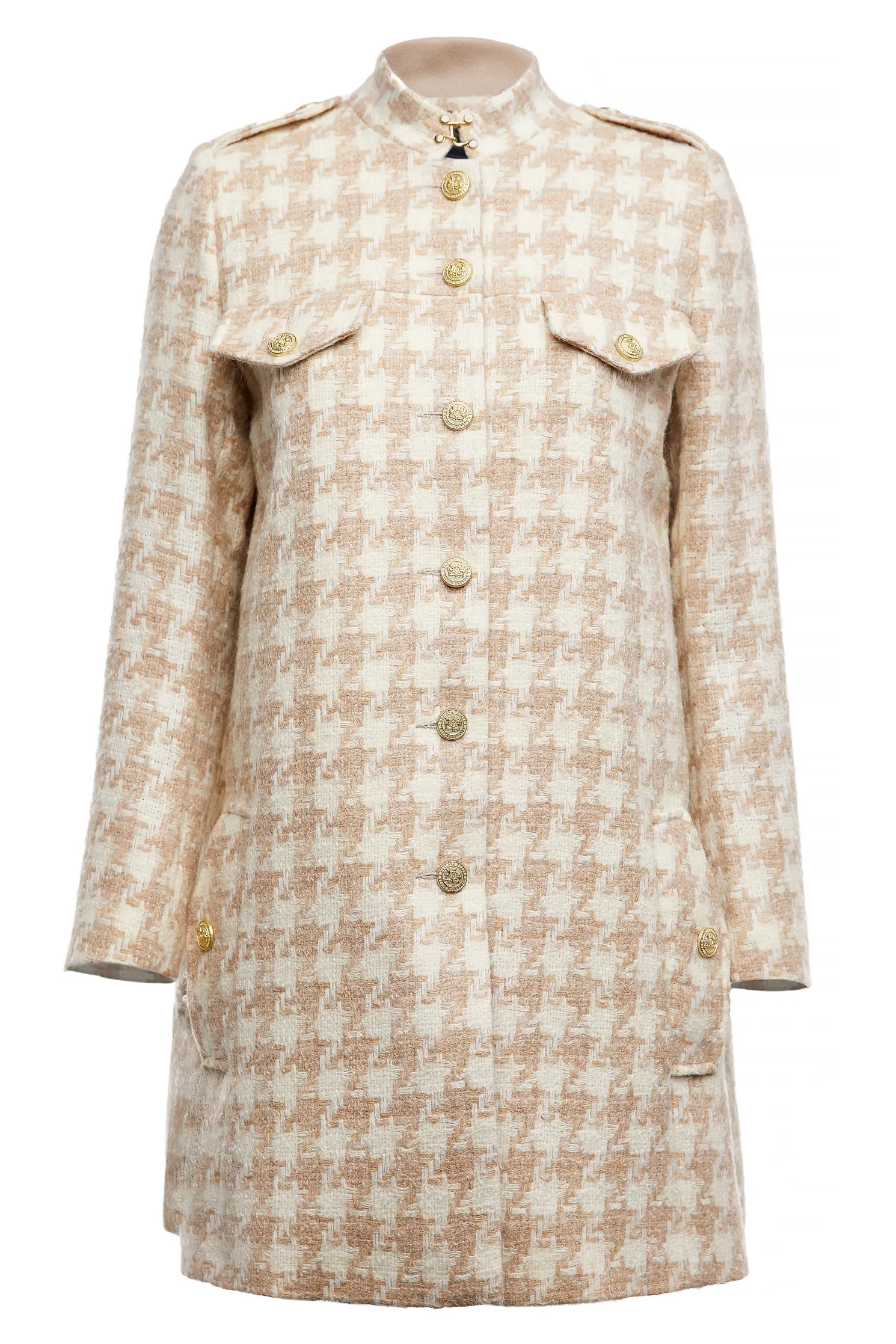 Highbury Cape Coat (Camel Houndstooth)