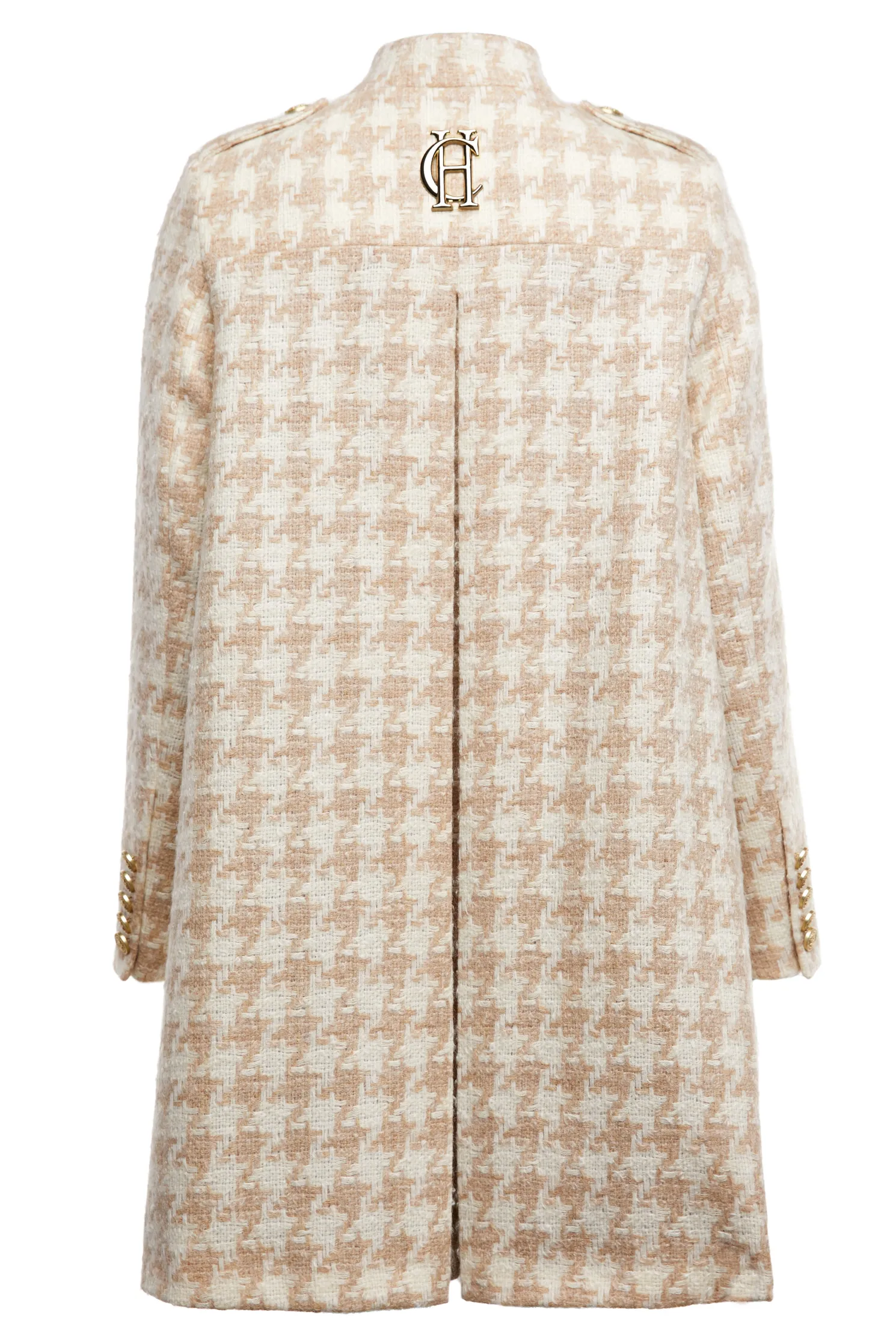 Highbury Cape Coat (Camel Houndstooth)