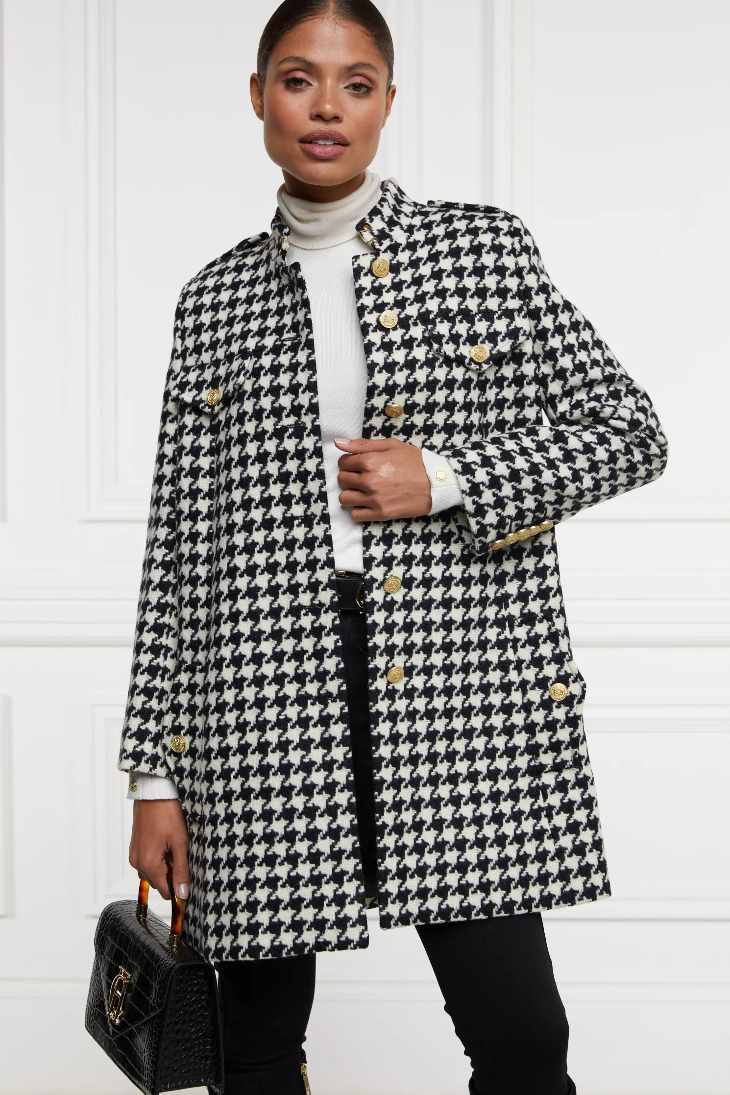 Highbury Cape Coat (Large Scale Houndstooth)