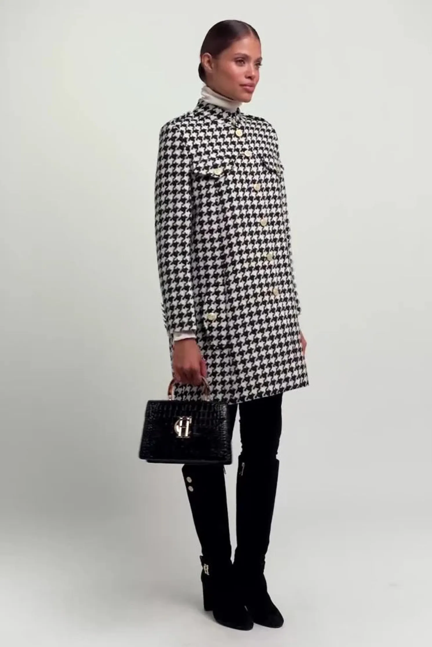 Highbury Cape Coat (Large Scale Houndstooth)