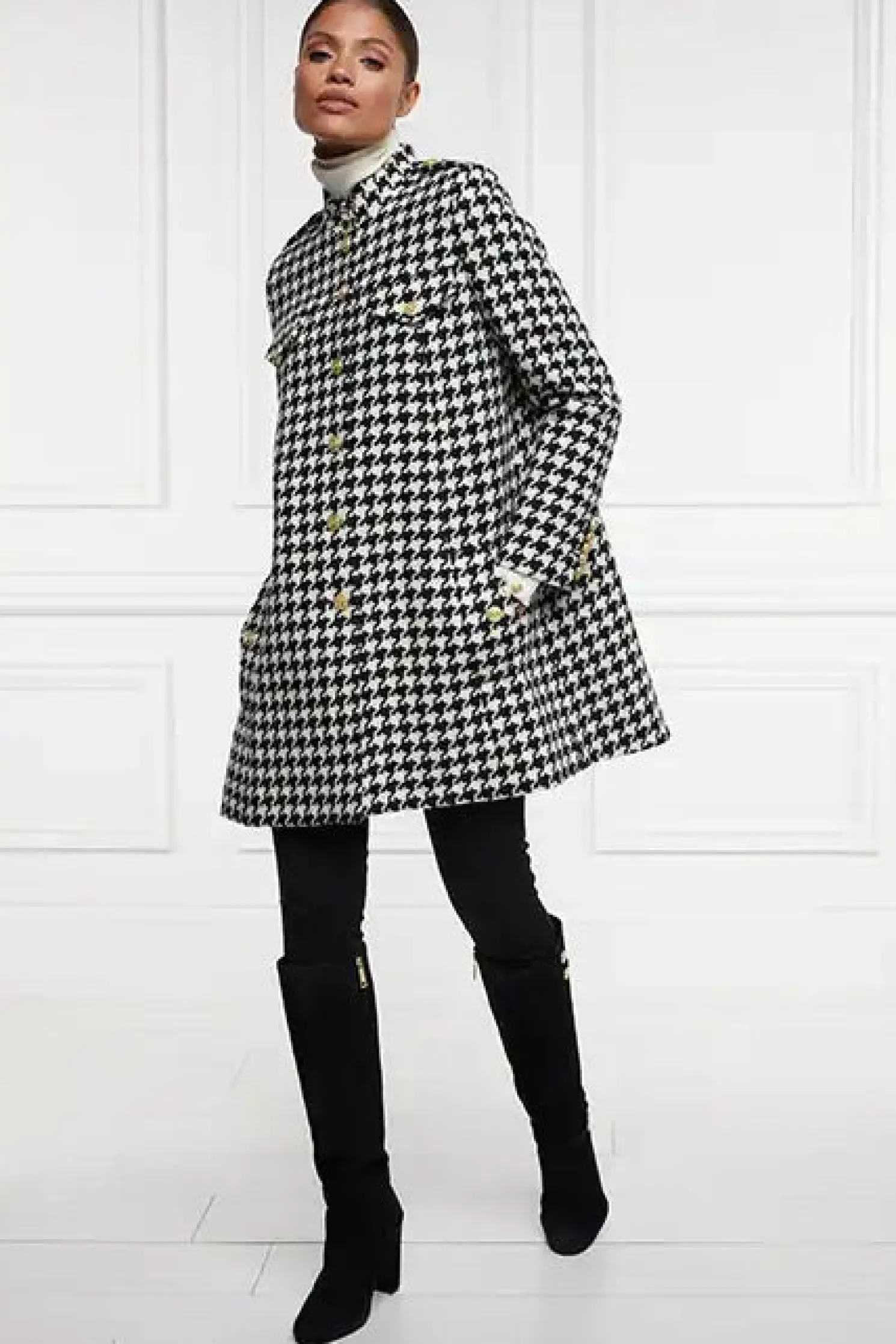 Highbury Cape Coat (Large Scale Houndstooth)