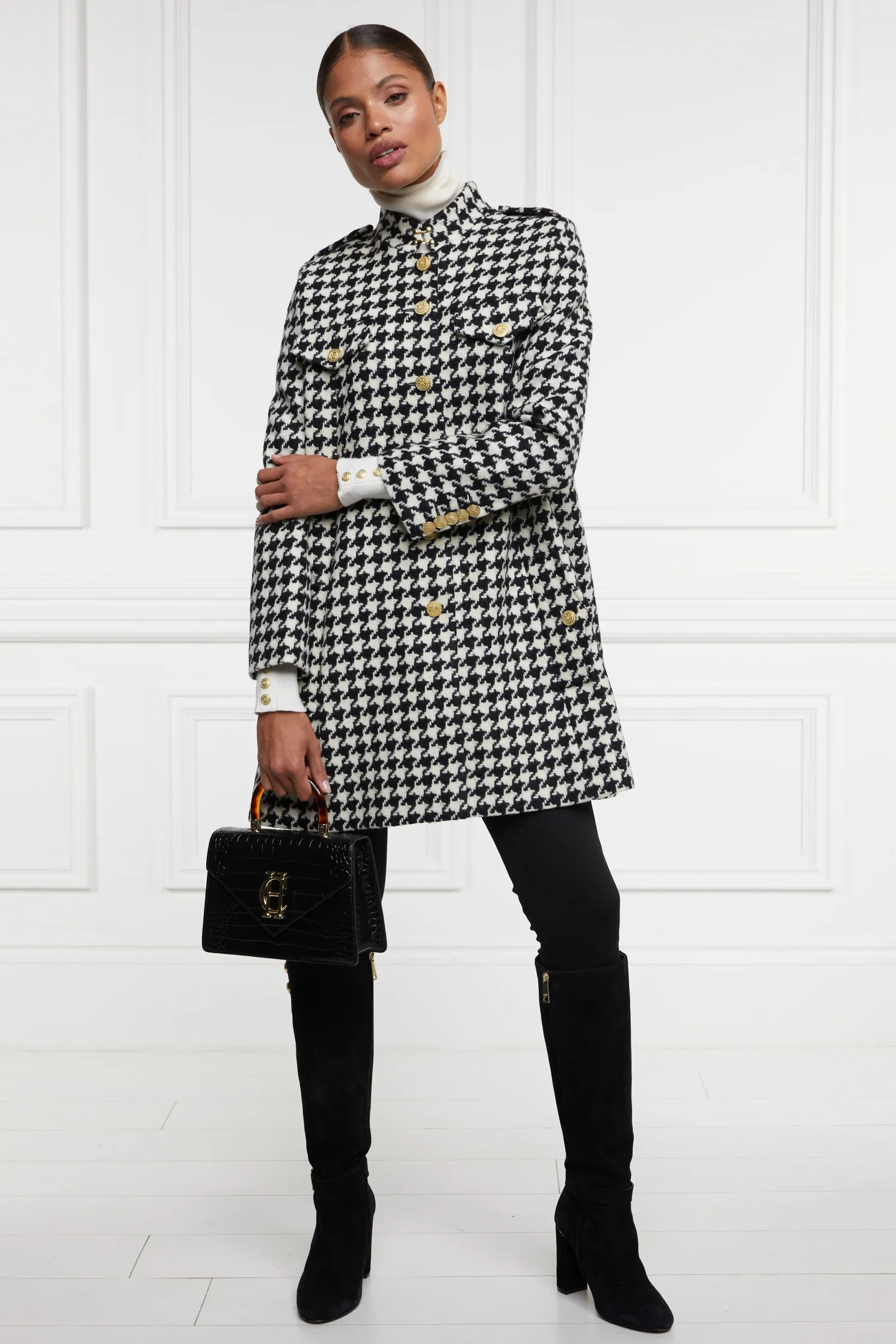 Highbury Cape Coat (Large Scale Houndstooth)