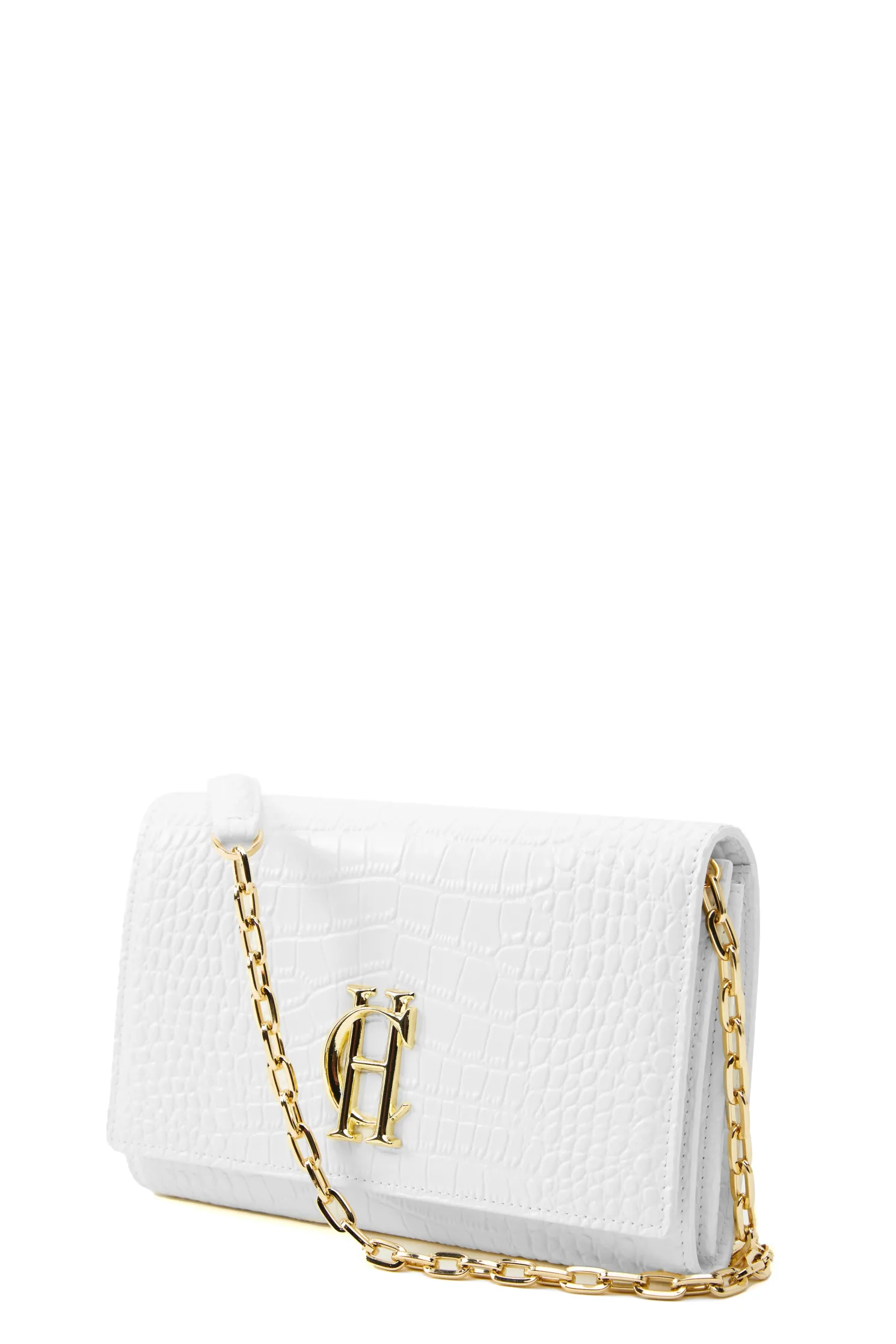 Highbury Clutch Bag (White Croc)