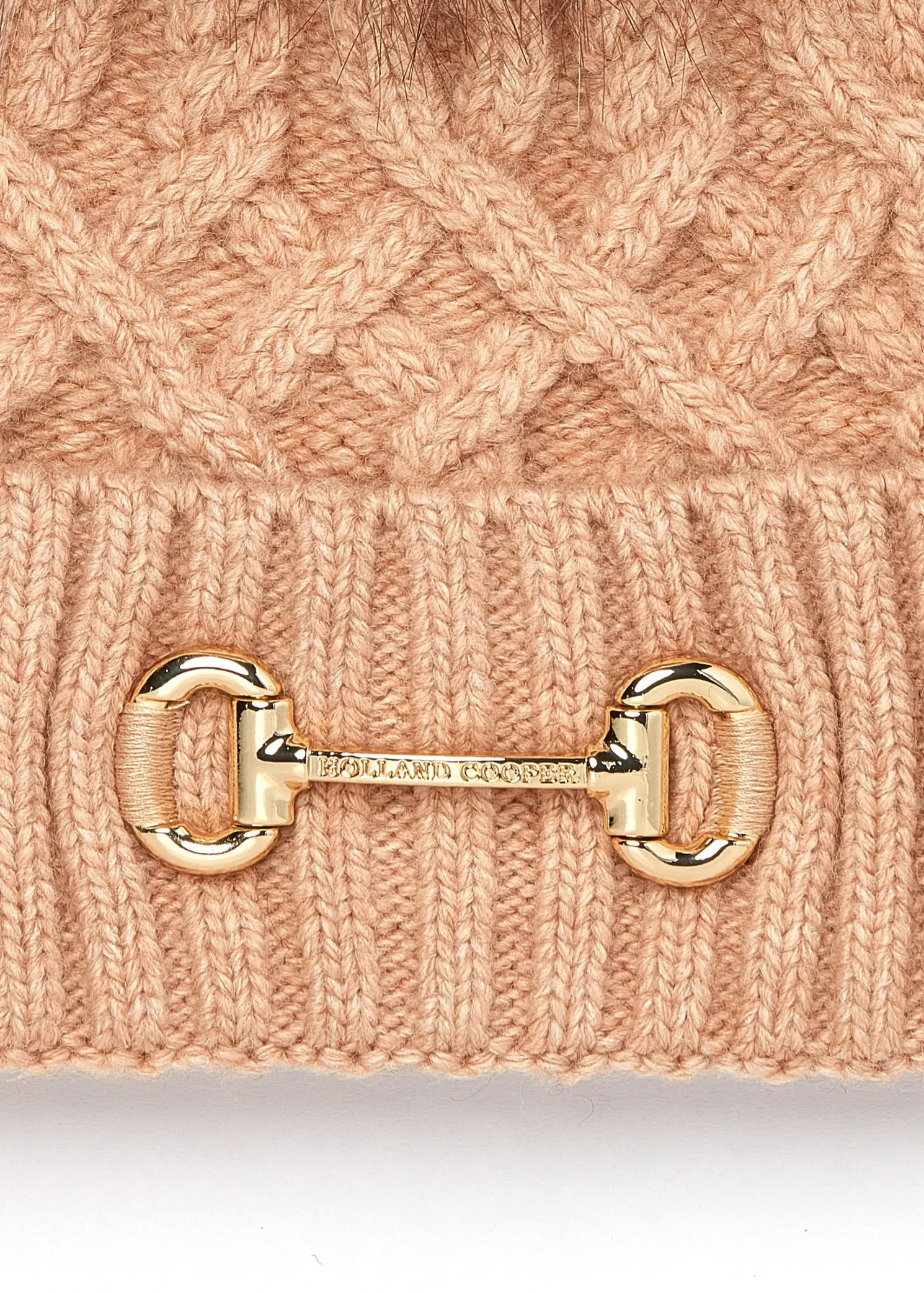 Horsebit Bobble Hat (Camel)