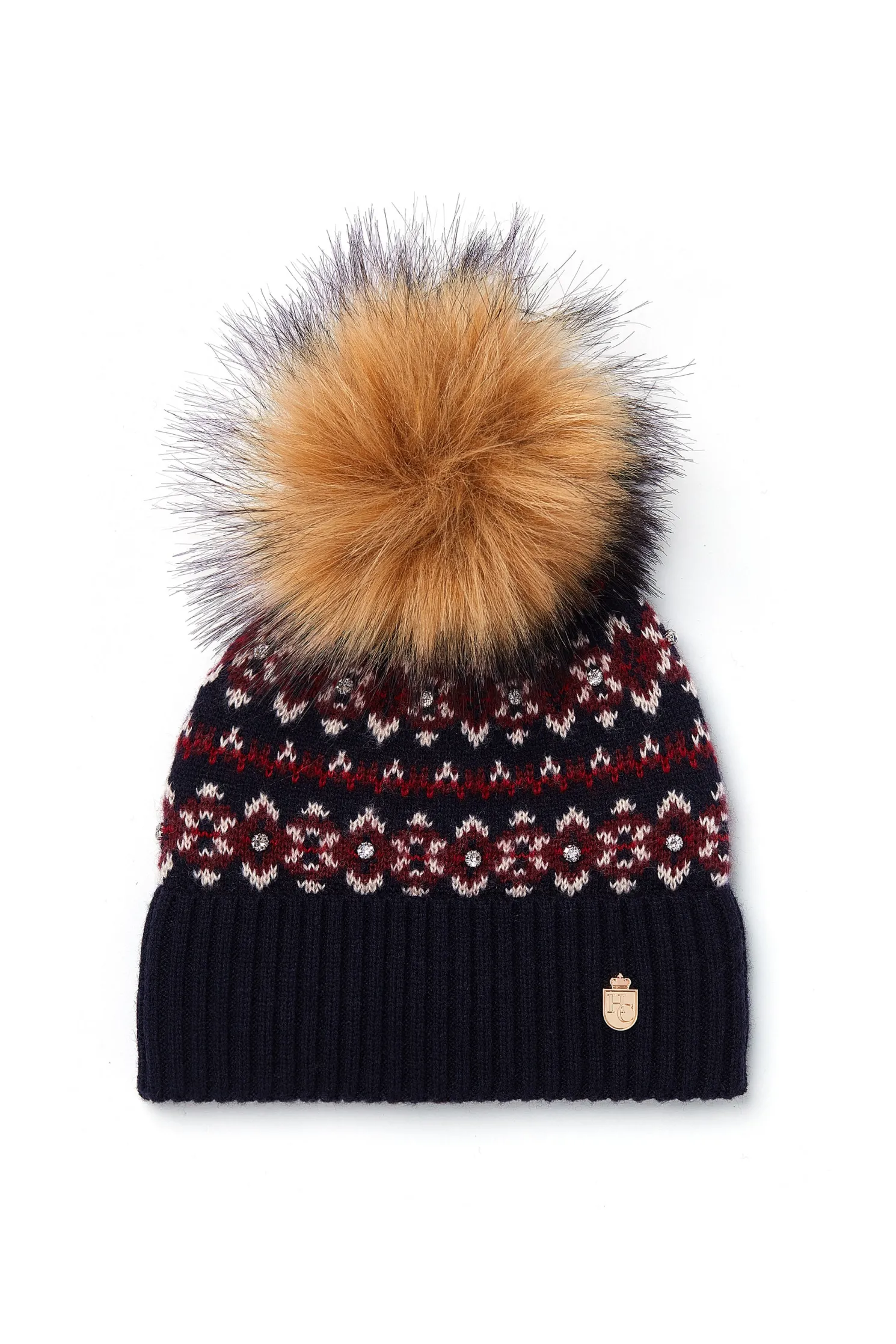Jennifer Fairisle Bobble Hat (Ink Navy)