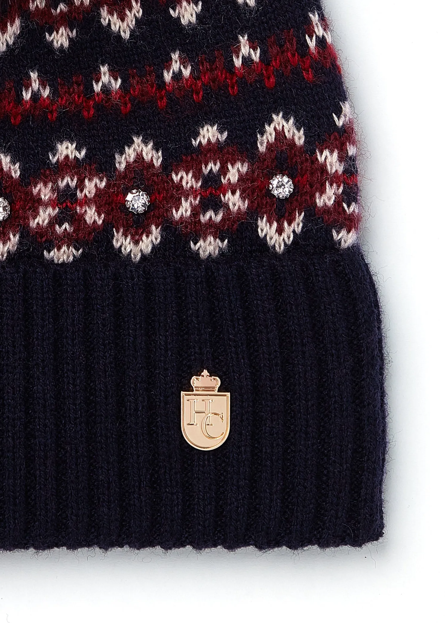 Jennifer Fairisle Bobble Hat (Ink Navy)